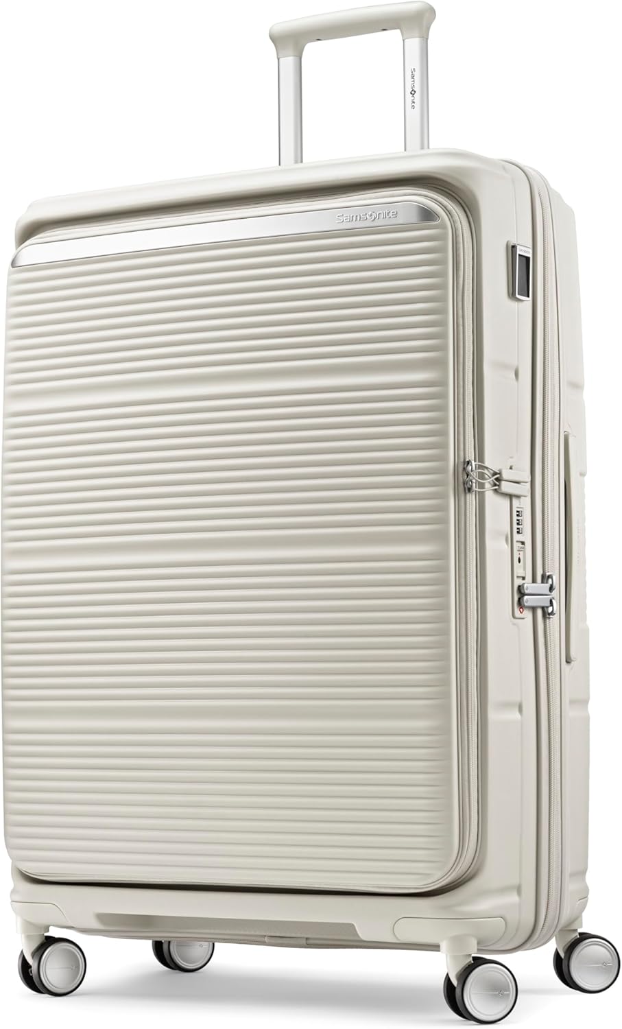 Samsonite Paralux Large Checked Luggage - Innovative Design - Quick Access Front Pocket - Dual Suspension Wheel Technology - TSA Lock - Expandable - Includes Removable Packing Cubes - Stone Grey