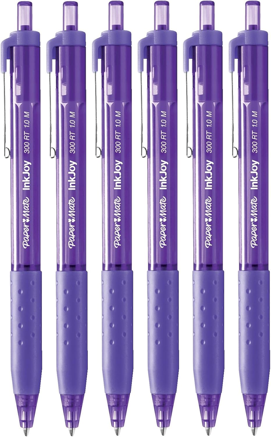 Paper Mate InkJoy 300RT Retractable Ballpoint Pens | Medium Point | Purple Ink | 6 Pack | Ultra Smooth Ink