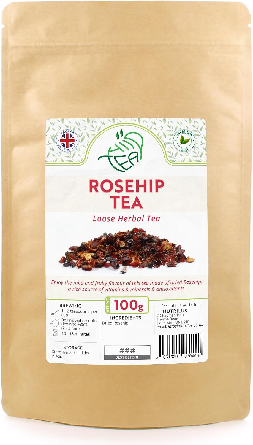 Rosehip Loose Tea – Wild Rose Fruit Infusion – Premium Dried Rose Hips - Herbal Tea (100g)