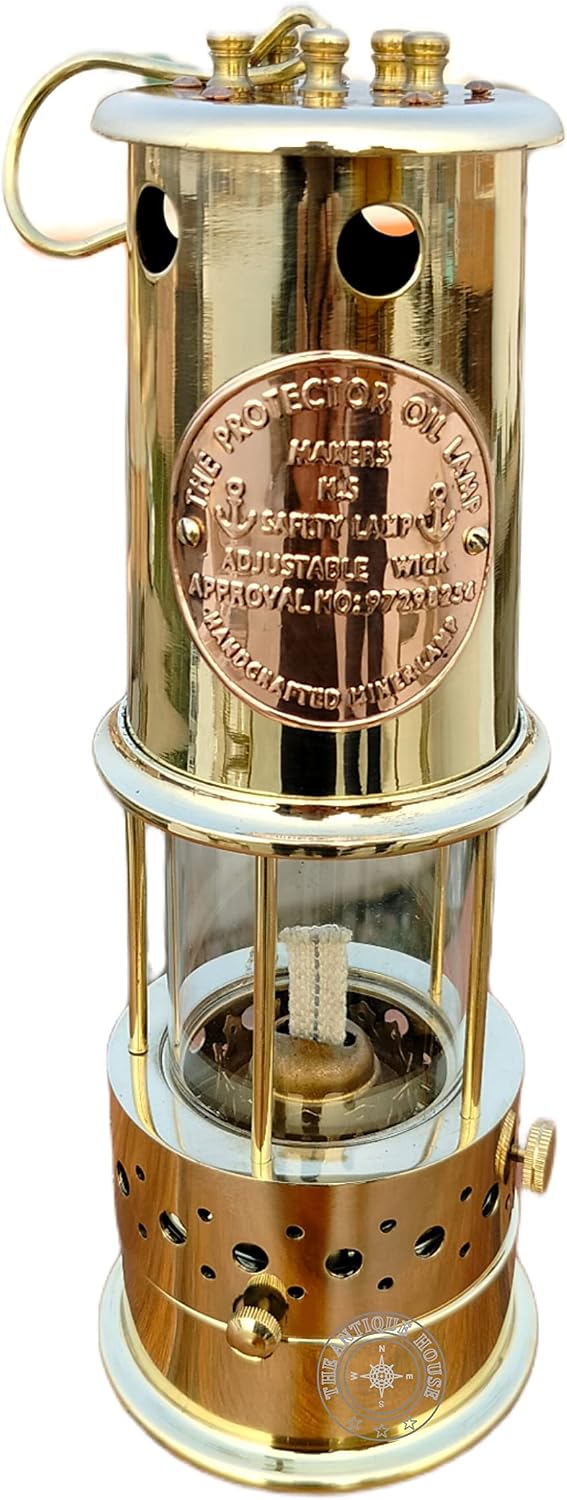 Large Vintage Solid Brass Working Nautical Miner Lamp Oil Ship Lantern Maritime Gift