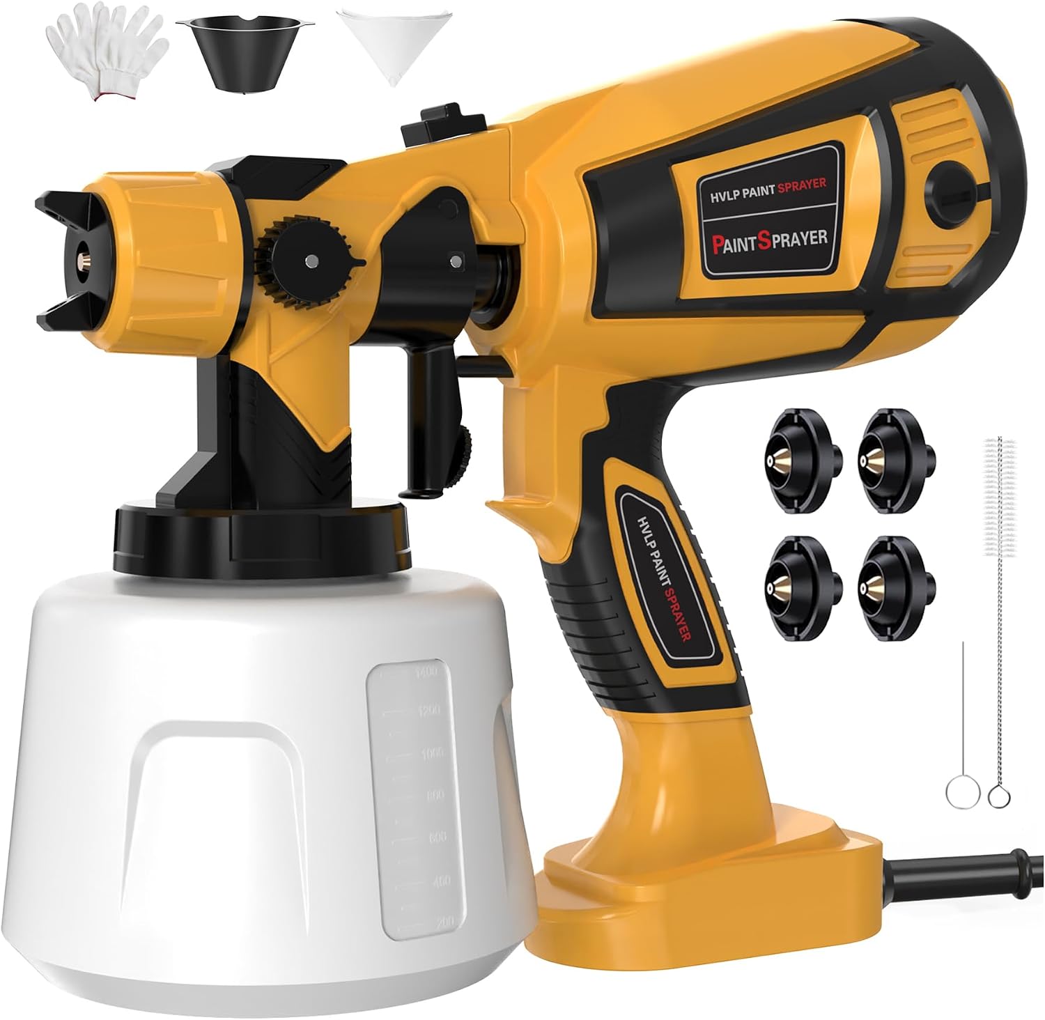 Paint-Sprayer 1000W HVLP High Power Electric Spray Paint Gun 1400ml High Capacity Container Easy to Clean for Furniture Cabinets Fence Walls Door Works Garden Chairs etc