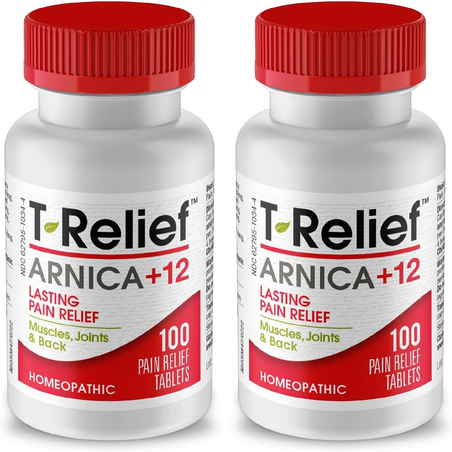 T-Relief Arnica +12 Natural Relieving Actives for Back Pain Joint Soreness Muscle Aches & Stiffness, Whole Body Fast Acting Relief for Women & Men - 100 Tablets (2 Pack)