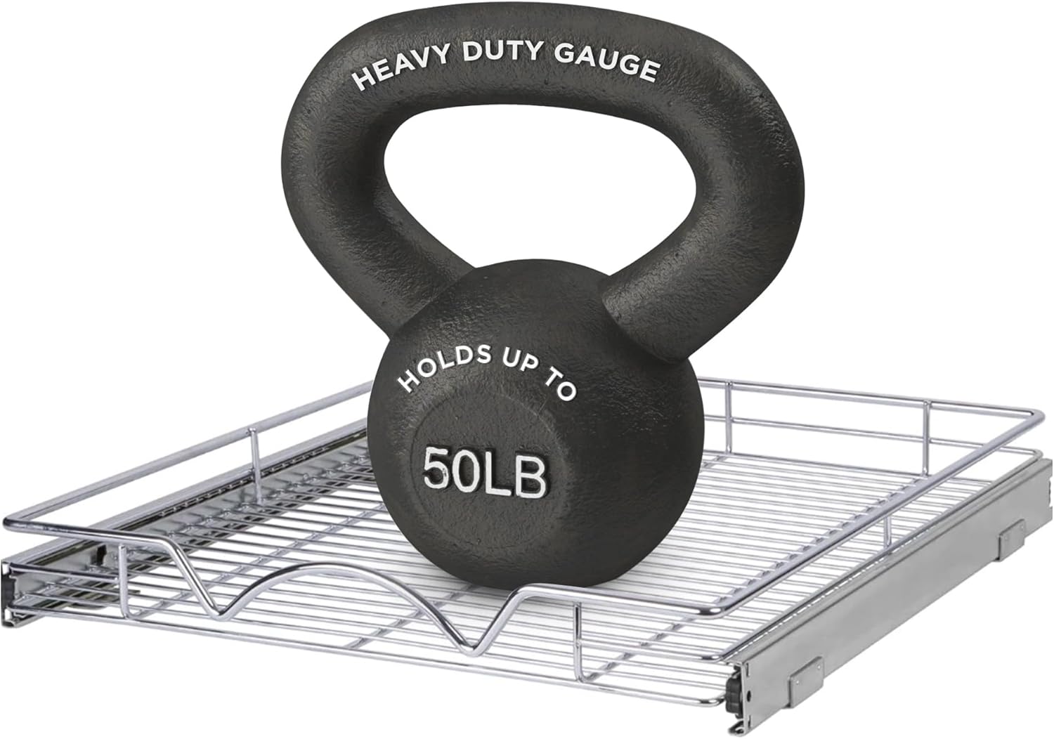 HOLDN’ STORAGE Pull Out Cabinet Organizer, Heavy Duty Caddy w/Lifetime Limited Warranty -14”W x 21”D - Requires At Least 15-1/4” Cabinet Opening, Steel Metal Cabinet Drawers Slide Out, Chrome