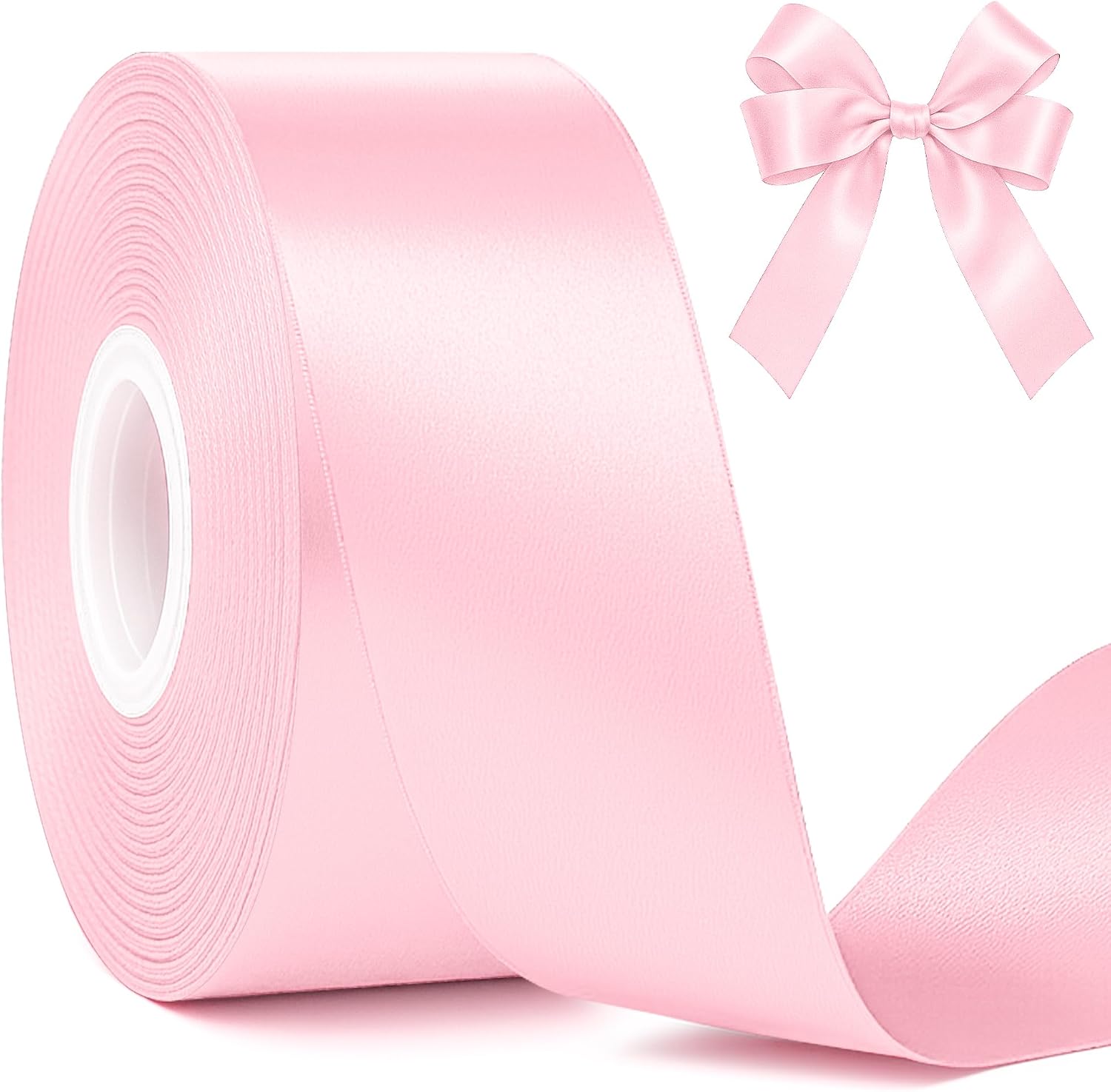 1 1/2 in 30 Yards Pink Satin Ribbon for Gift Wrapping Wedding Decor Crafts