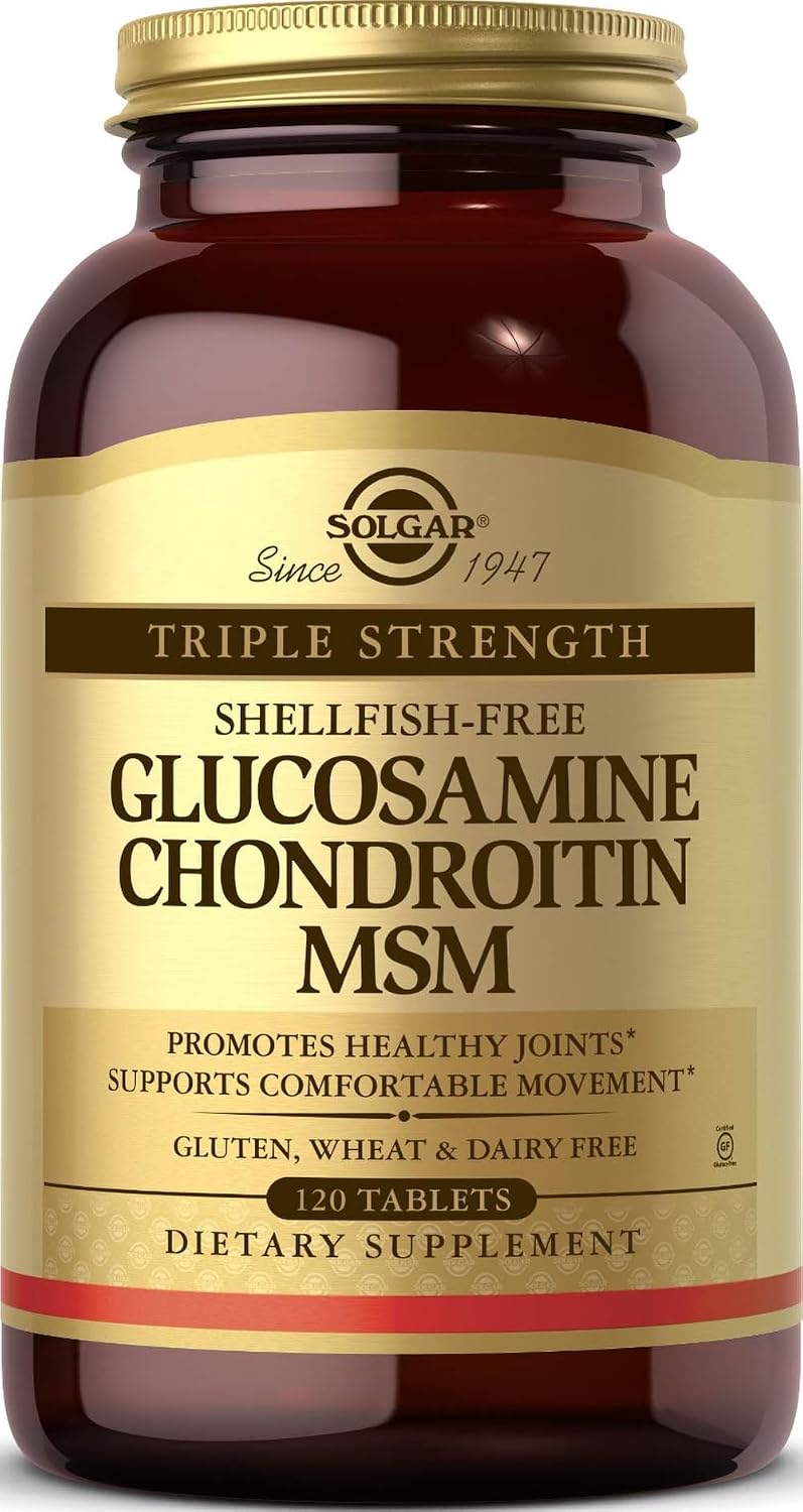 Solgar Extra Strength Glucosamine Chondroitin MSM - 120 Tablets | Joint & Cartilage Support Formula for Flexibility & Mobility - Shellfish-Free Extra Strength Complex, Gluten-Free, 120 Count