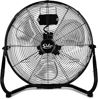 Simple Deluxe 20 Inch 3-Speed High Velocity Heavy Duty Metal Industrial Floor Fans Quiet for Home, Commercial, Residential, and Greenhouse Use, Outdoor/Indoor, Black, 1-Pack