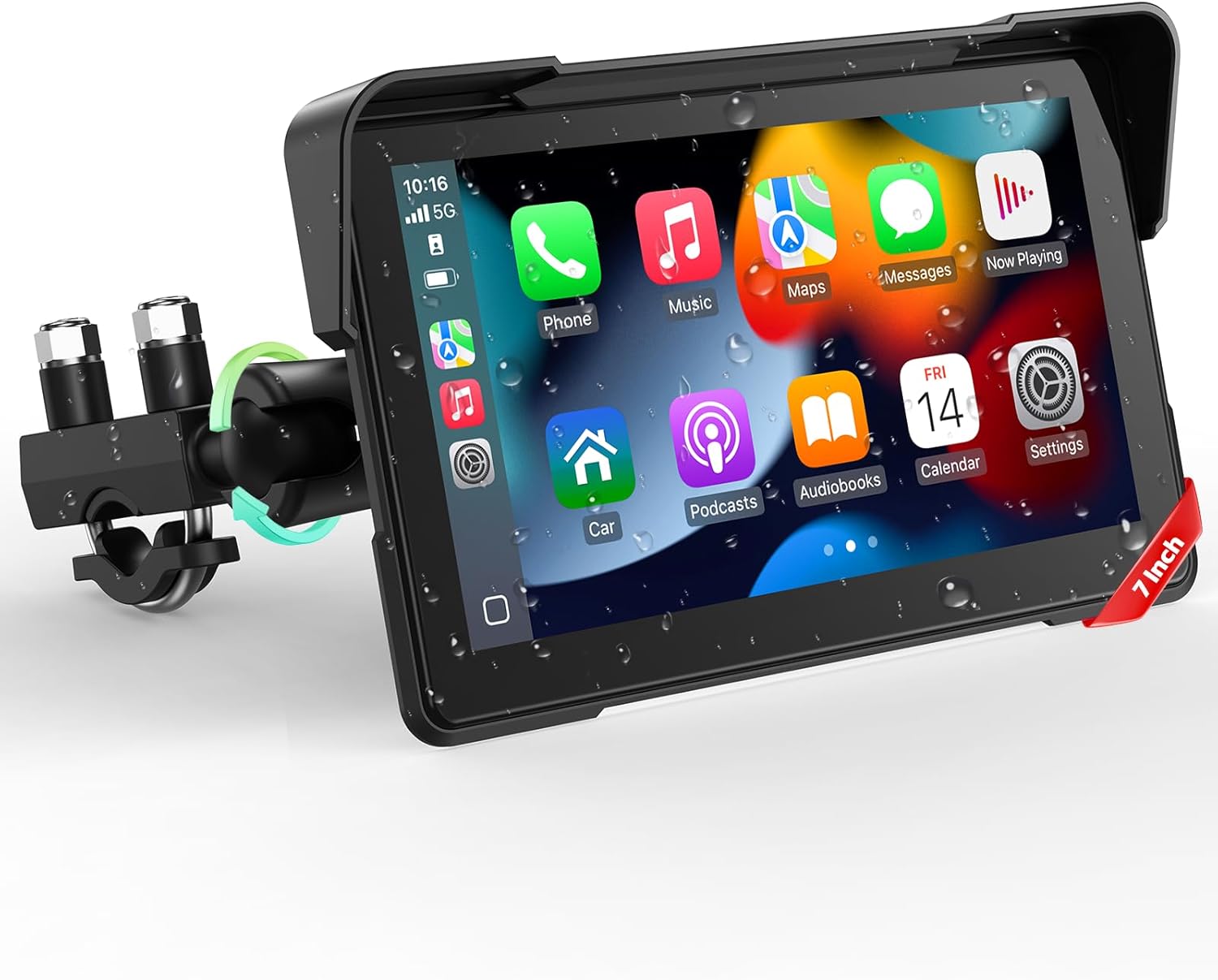 LAMTTO 7-Inch Wireless Motorcycle Carplay GPS Navigation System with Apple Carplay and Android Auto, Portable Moto Car Play Screen with Dual Bluetooth, Navigation, Siri, Google Assistant, Anti-Glare