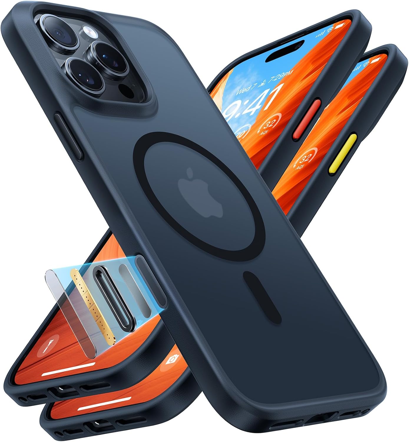 TORRAS for iPhone 16 Pro Case with MagSafe, 12FT Military Grade Shockproof, Slim Thin but Sturdy, Velvety Touch and Anti-Slip Texture, Magnetic Protective for iPhone 16 Pro Case Cover, Matte Black