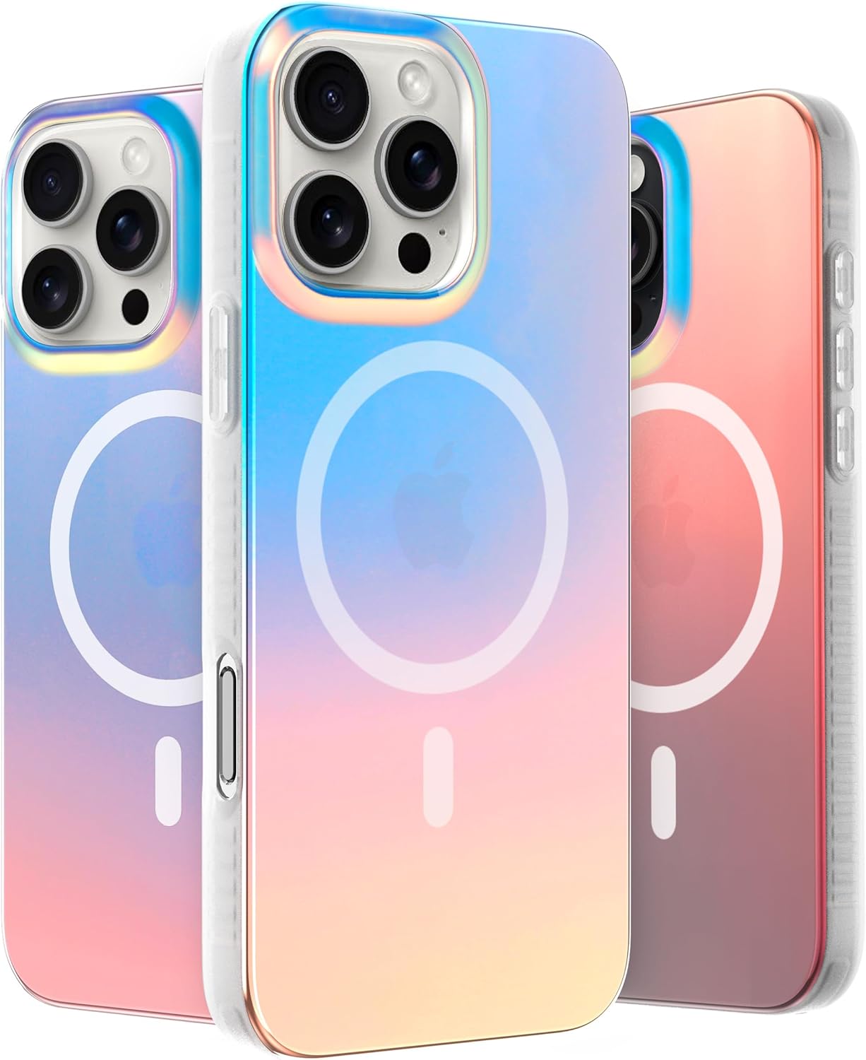 LONLI Hue - Magnetic Case for iPhone 16 Pro - [Compatible with Magsafe] - [360° Shock-Absorbent Bumper] - [Cute and Unique Phone Cover for Girls and Women] - Fluorescent Holographic Iridescent