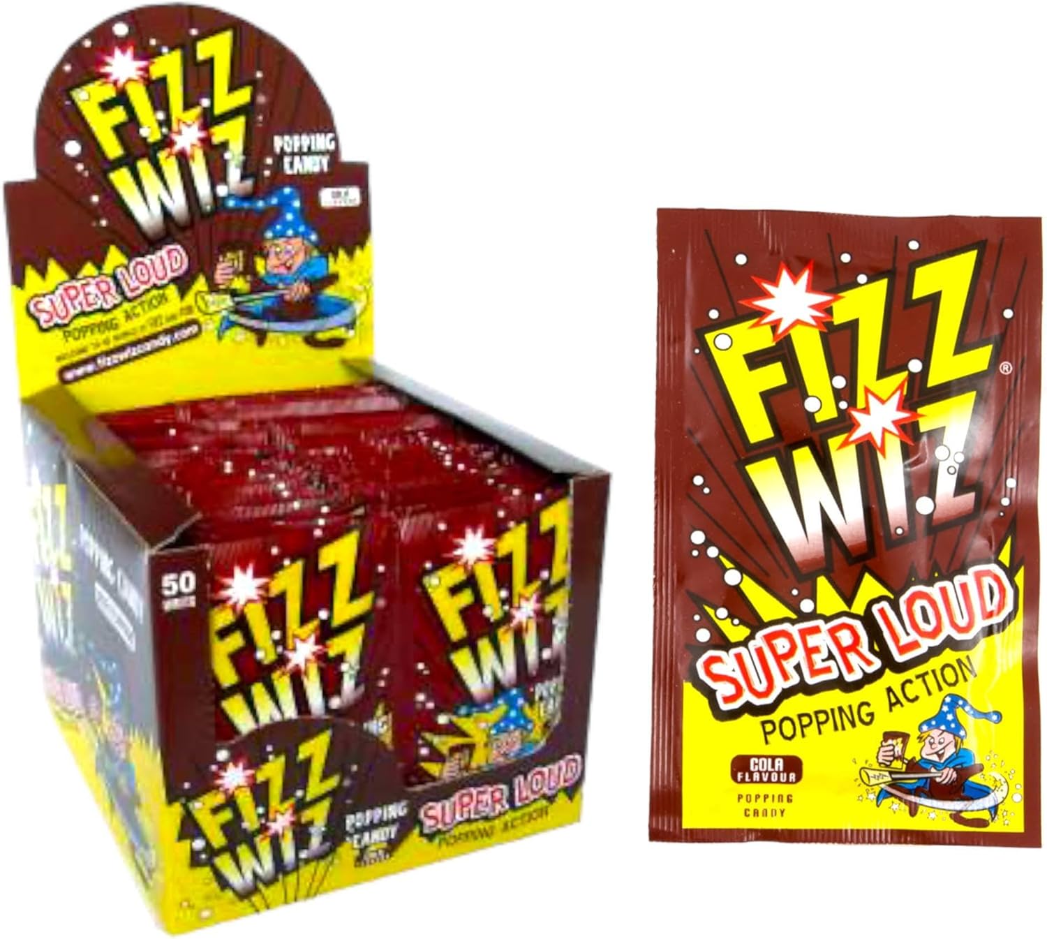 Fizz Wiz Popping Candy Cola - 50 Packets of 5g Each - Fun and Exciting Popping Sensation - Great for Parties