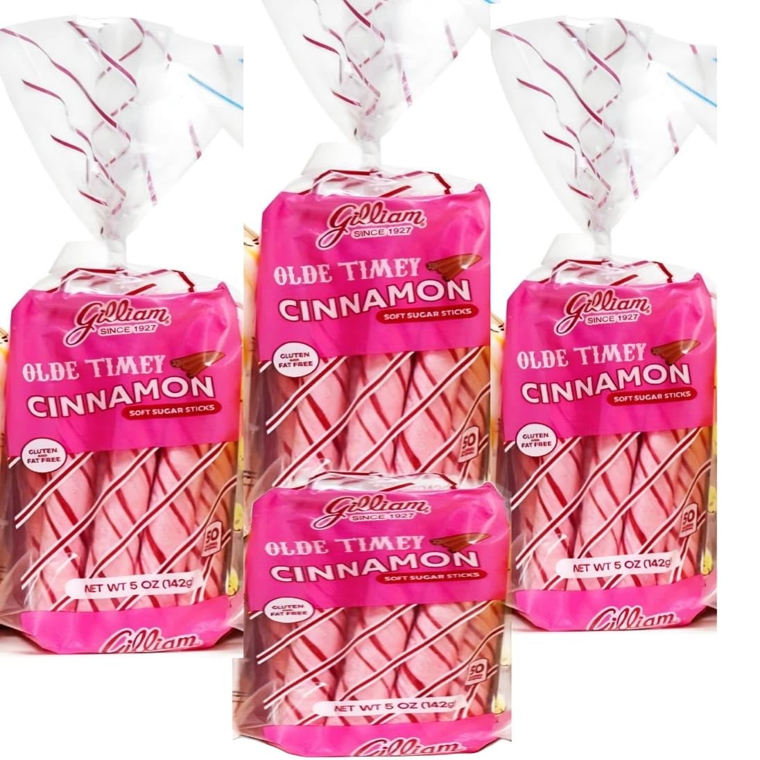 Gilliam Olde Timey Assorted Soft Sugar Sticks, 5 Oz, 4 Pack, 40 Count, Multiple Flavors (Cinnamon)