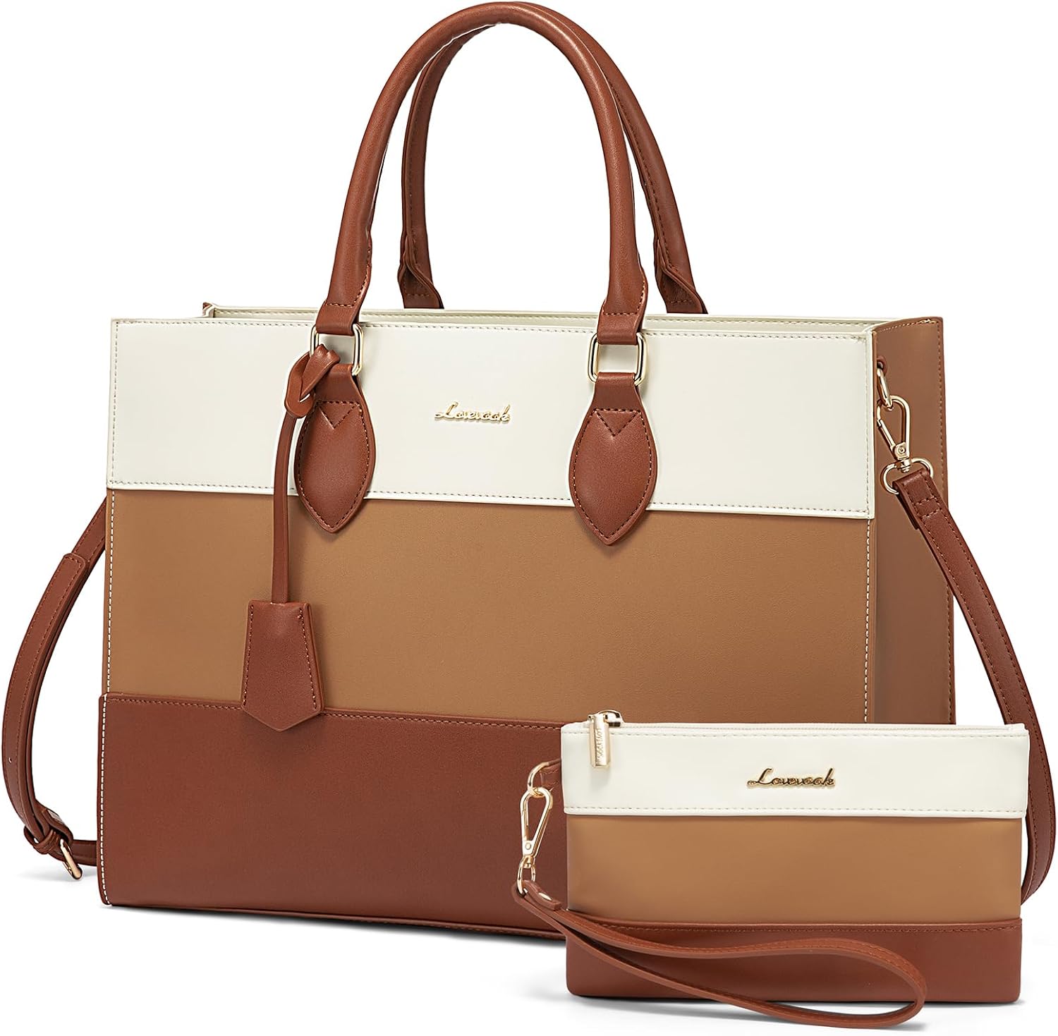 LOVEVOOK Laptop Tote Bag for Women, Work Totes Business Office Computer Briefcase with Clutch Purse