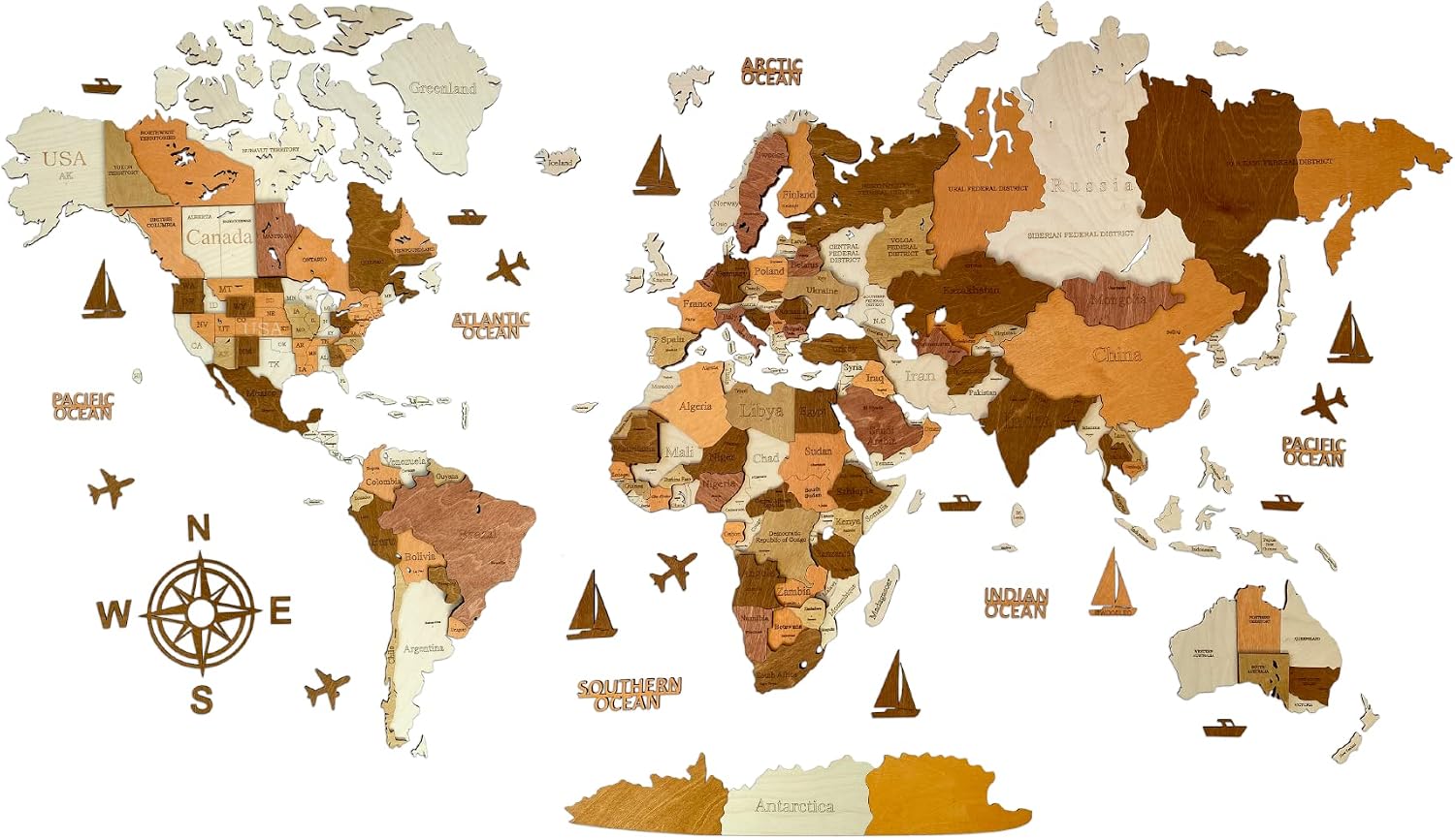 WoodLeo Wooden World Map 3D Art Large Wall Decor - Size (M, L, XL) Any Occasion Gift Idea - Wall Art For Home, Kitchen or Office (SIZE XL, CALIFORNIA)
