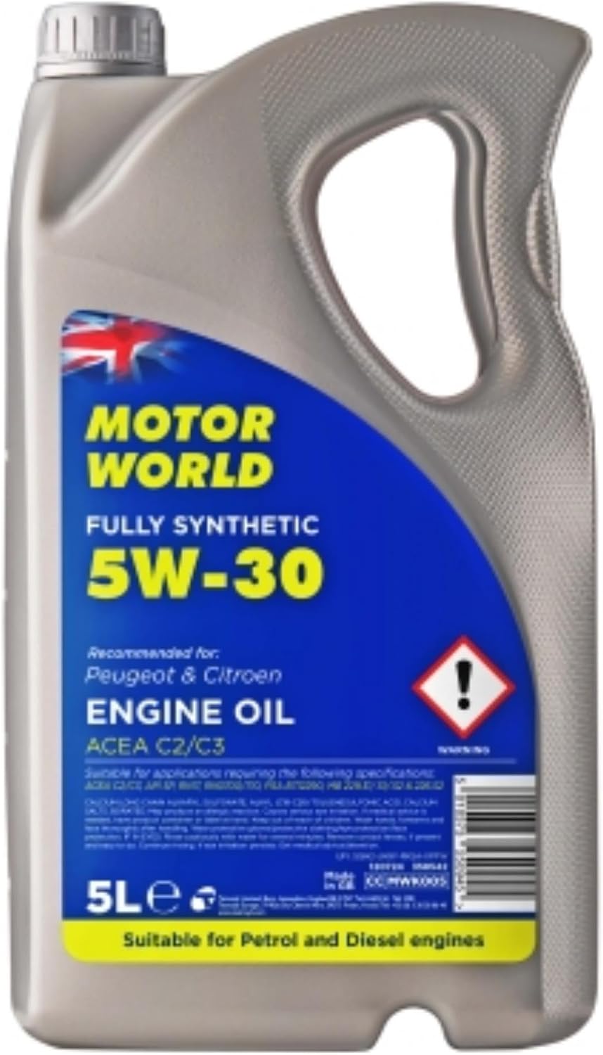 MOTORWORLD Fully Synthetic C2/C3 Engine Oil 5W-30 – Advanced Full Synthetic Motor Oil for Petrol & Diesel Engines, Low SAPS, ACEA C2 C3 Approved - 5L