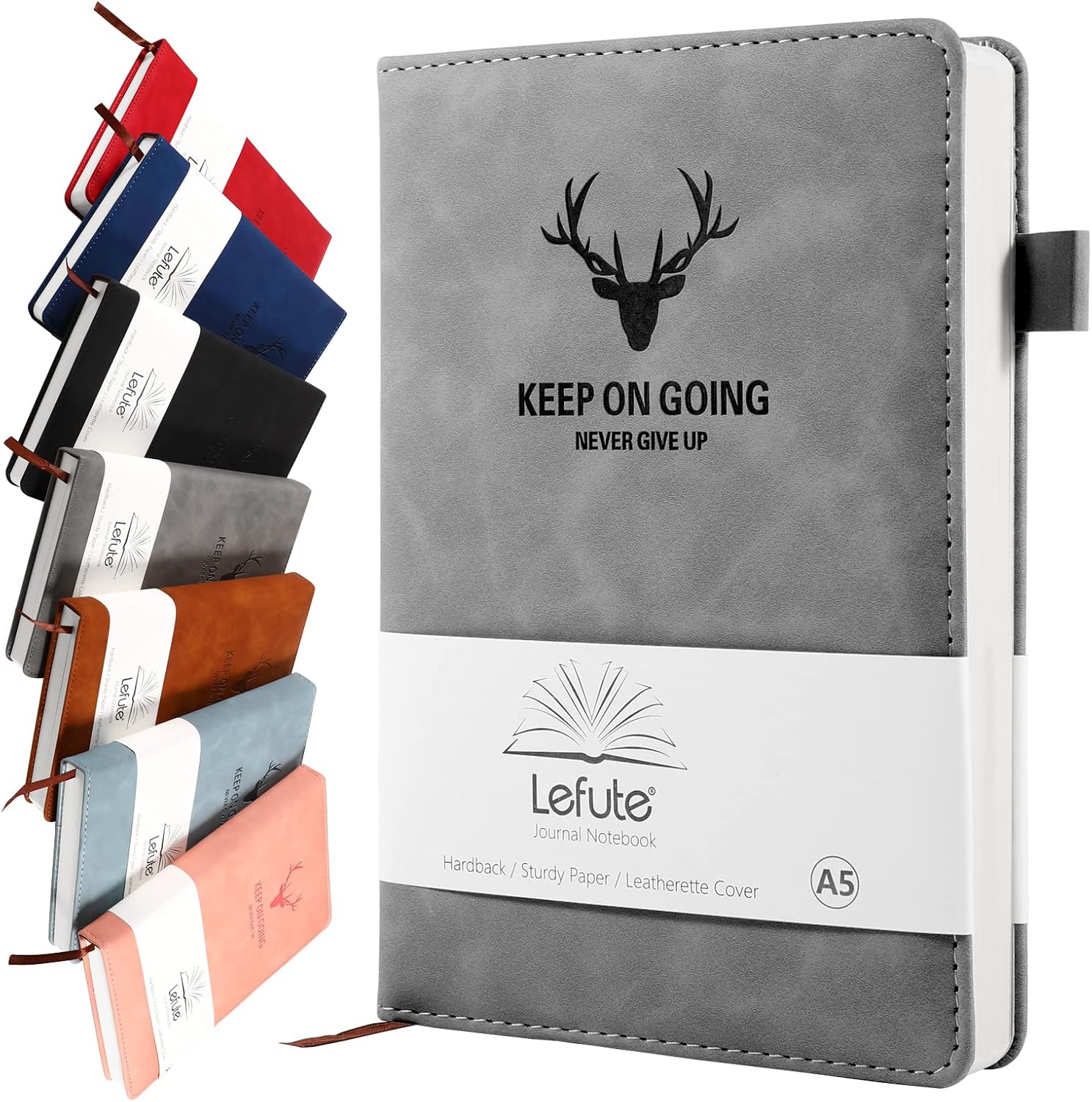 Lefute Notebook A5, Journal A5 Notebook Notepad Note book, 360 Pages Hardcover Journal Notebooks with Pen Loop for Office School Home Business Writing & Note Taking, Gray