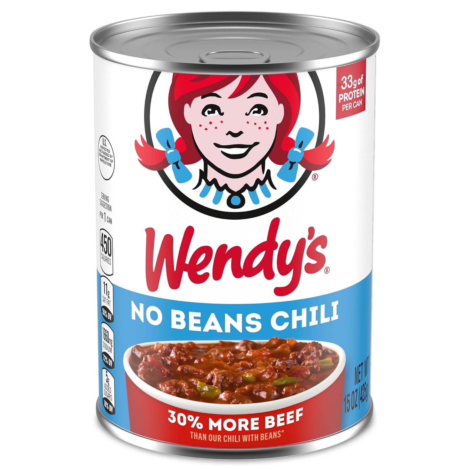 Wendy's Chili No Beans, Canned Chili, 15 oz. Can