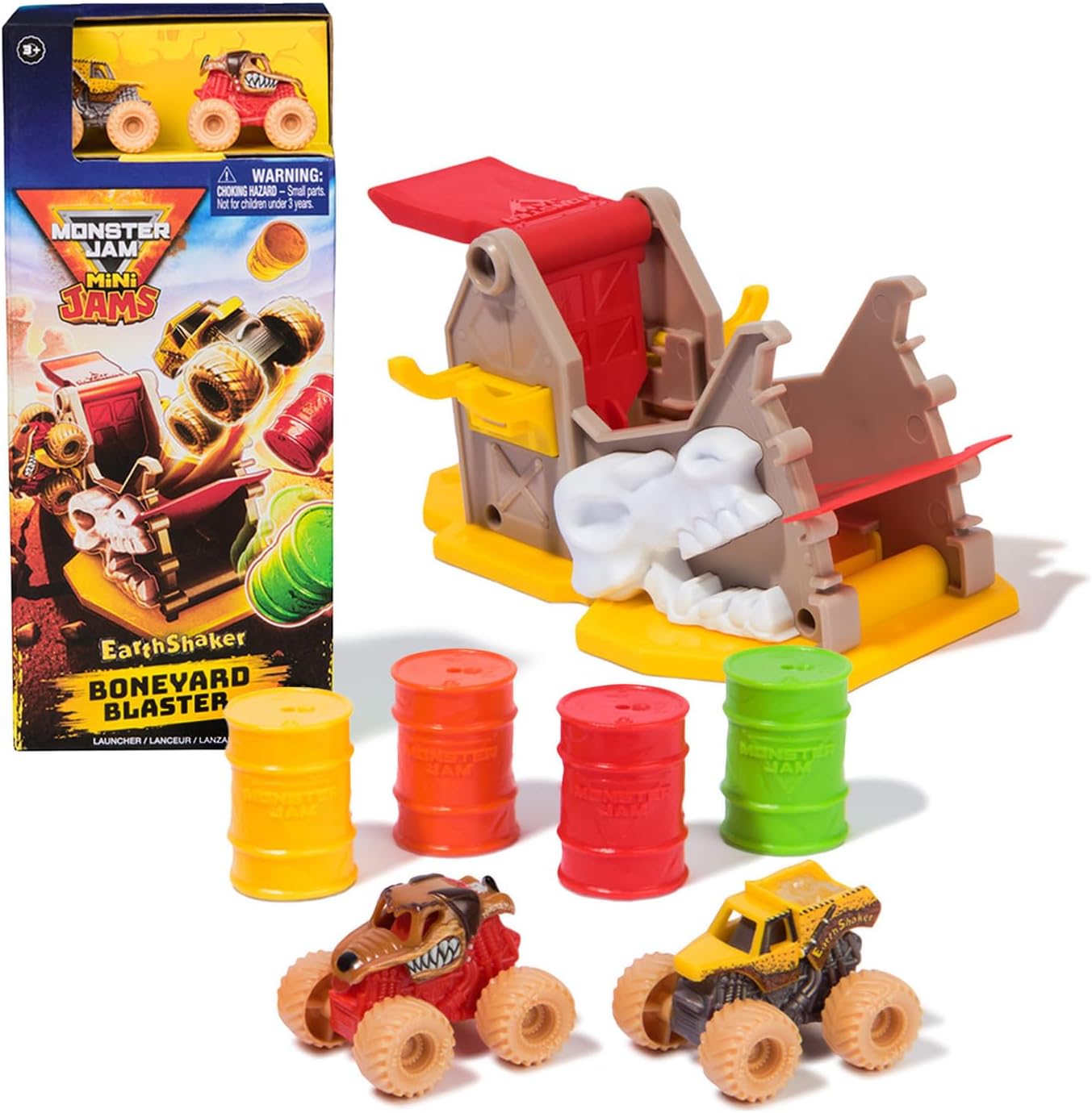 Monster Jam, Mini Launcher Set, Includes Monster Mutt and Earth Shaker 1:87 Scale Die-Cast Monster Trucks, Kids’ Toys for Boys Aged 3 4 5 6+