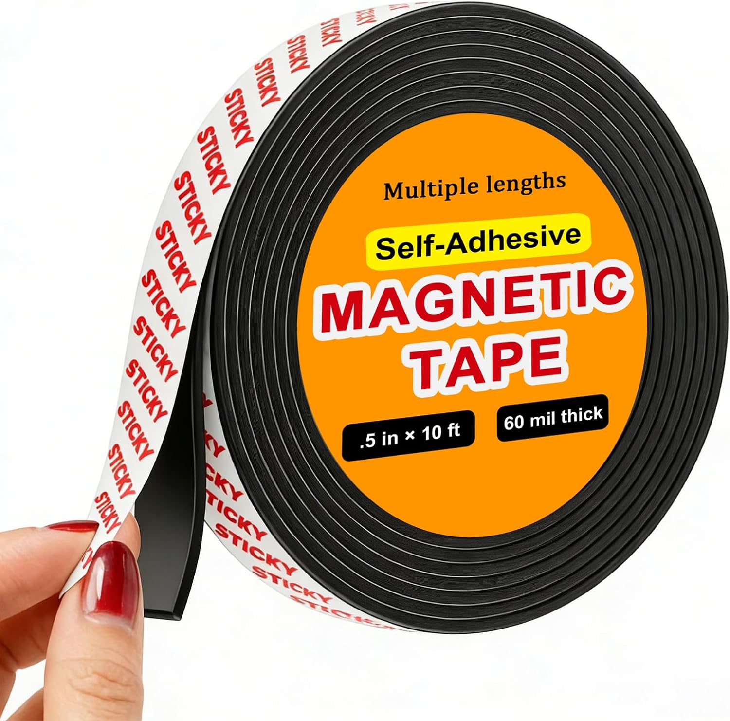 Towjug Sticky Magnetic Tape (0.5in x 10ft) Anisotropic Magnets Roll