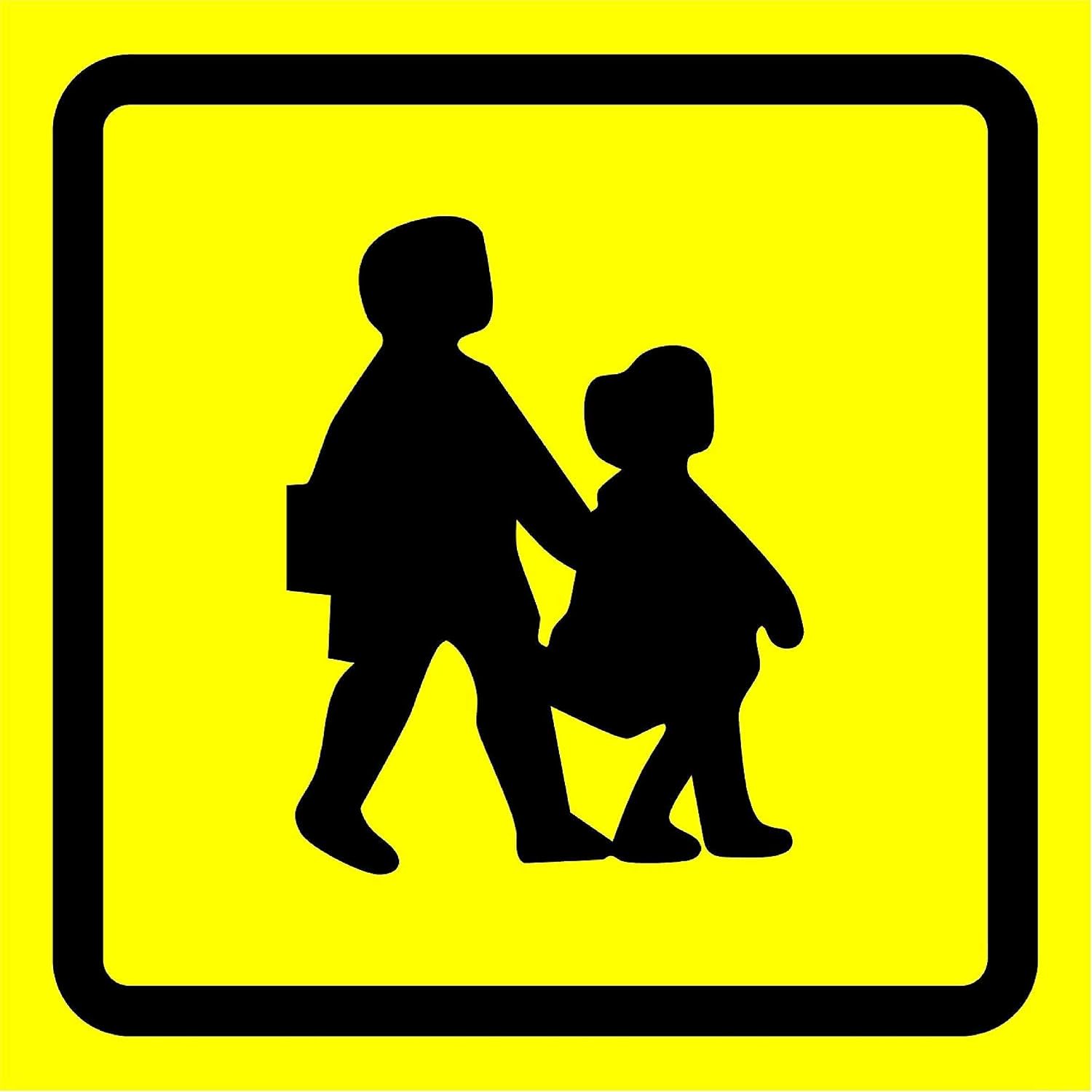 School bus symbol safety sign - Self adhesive sticker 200mm x 200mm