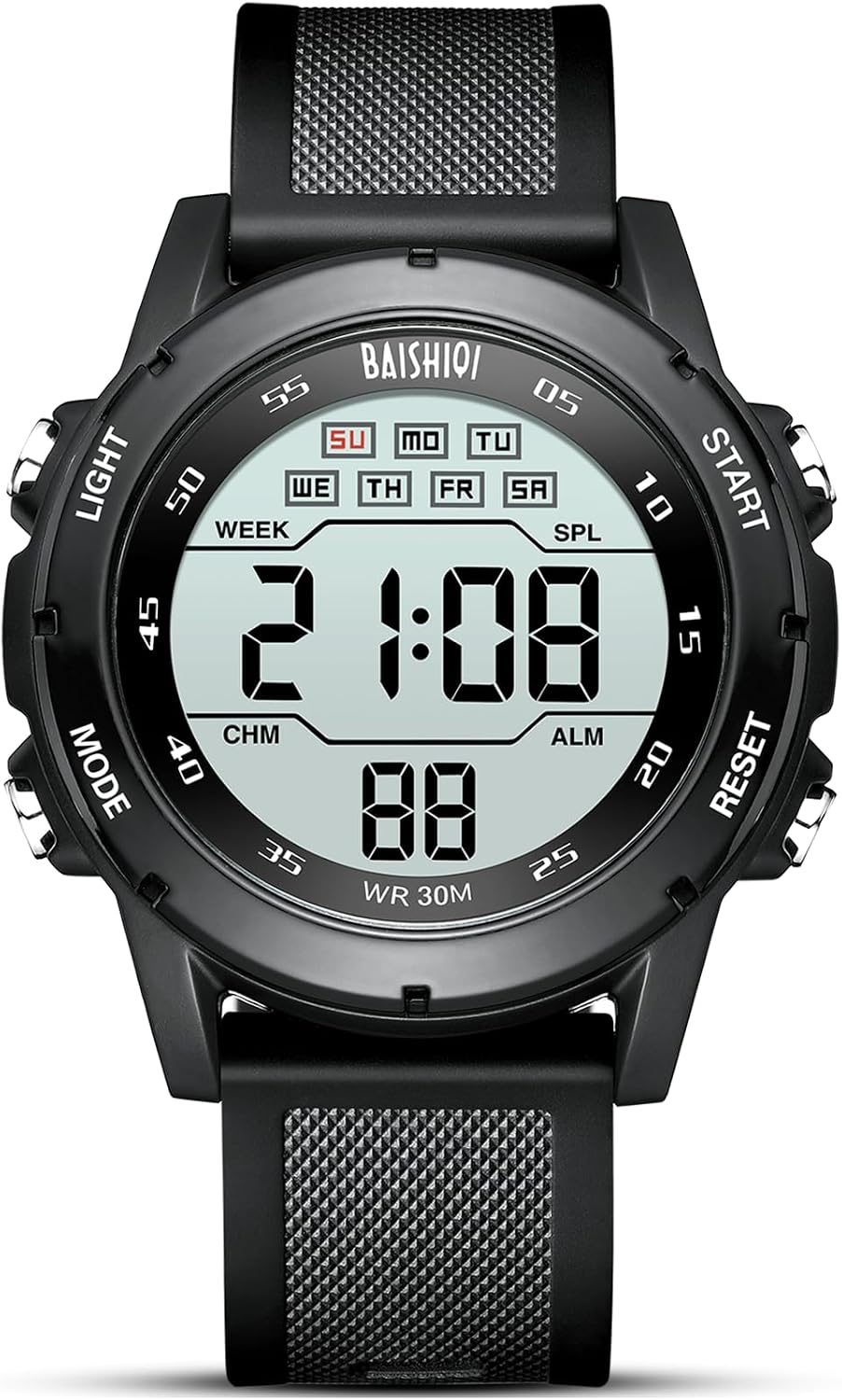 BAISHIOI Mens Watches Digital Watches for Men Casual Sports Military Waterproof Wrist Watches Stopwatch Silicone Band with LED Backlight/Alarm/Timer/Date
