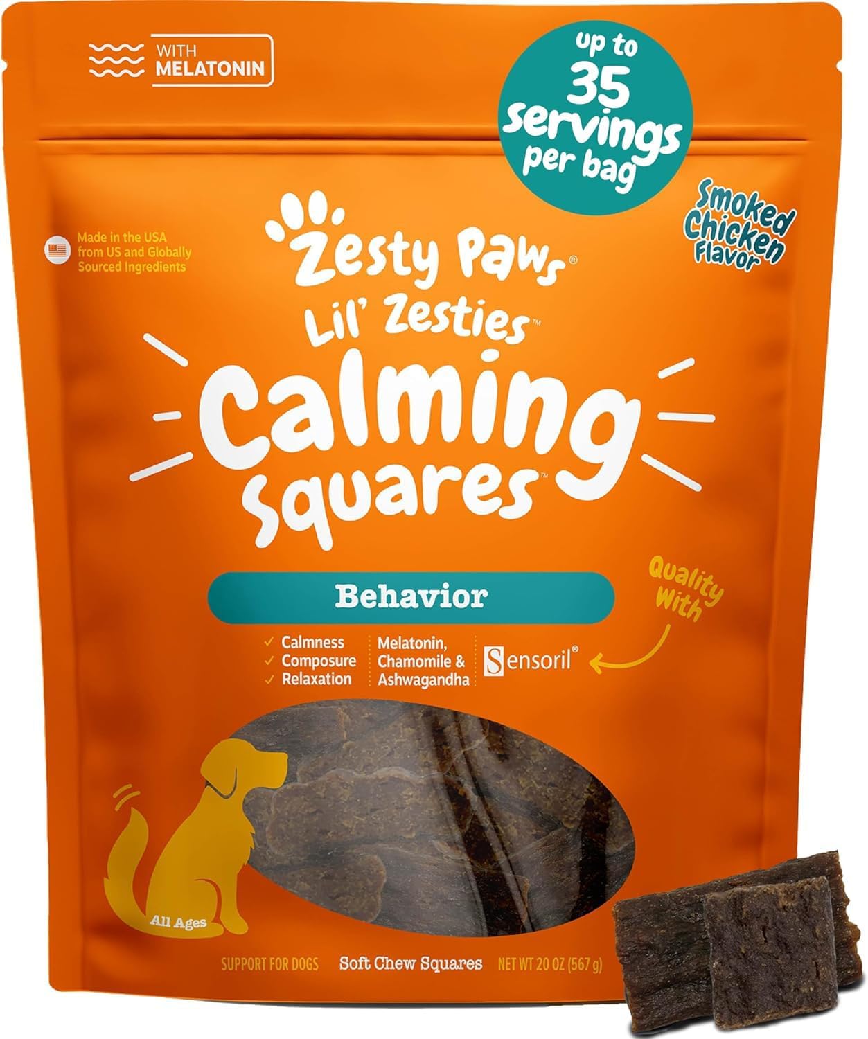 Zesty Paws Calming Chews for Dogs - Dog Calming Supplement, Chicken 10oz