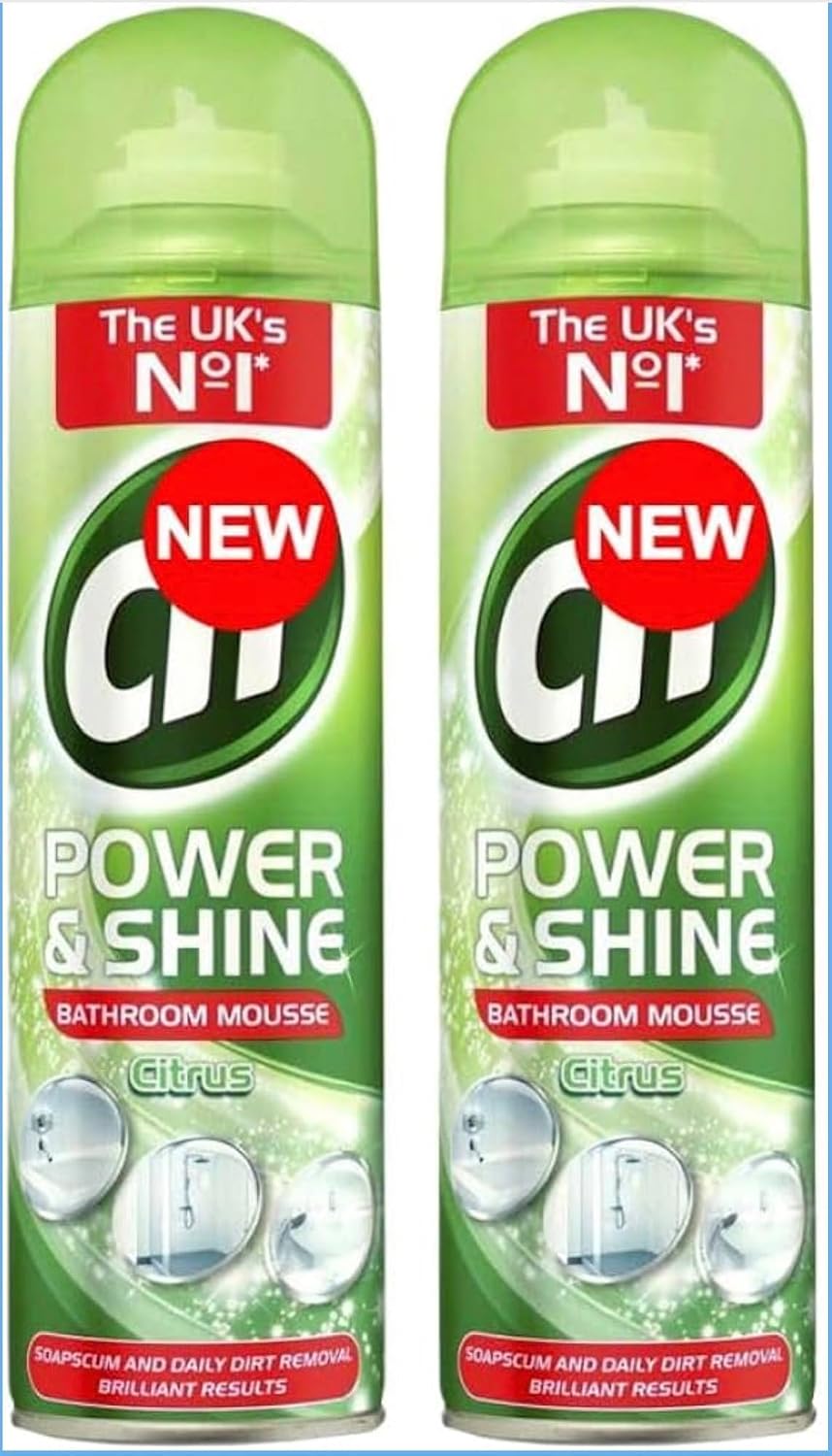 Gift | Pack of 2 Bathroom Cleaner Mousse – Citrus Power Foam Spray – Deep Cleaning for Tiles, Shower, Bath, Limescale & Soap Scum – 500ml Strong Bathroom Cleaning Spray