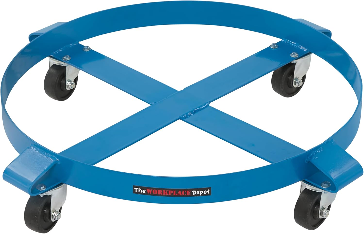 Drum Dolly, Heavy Duty Blue Powder Coated Steel Barrel Cart for 200L (55 Gallon) Drums on 4 Swivel Castors with Cross Braces for Workshops, Factories, Warehouses