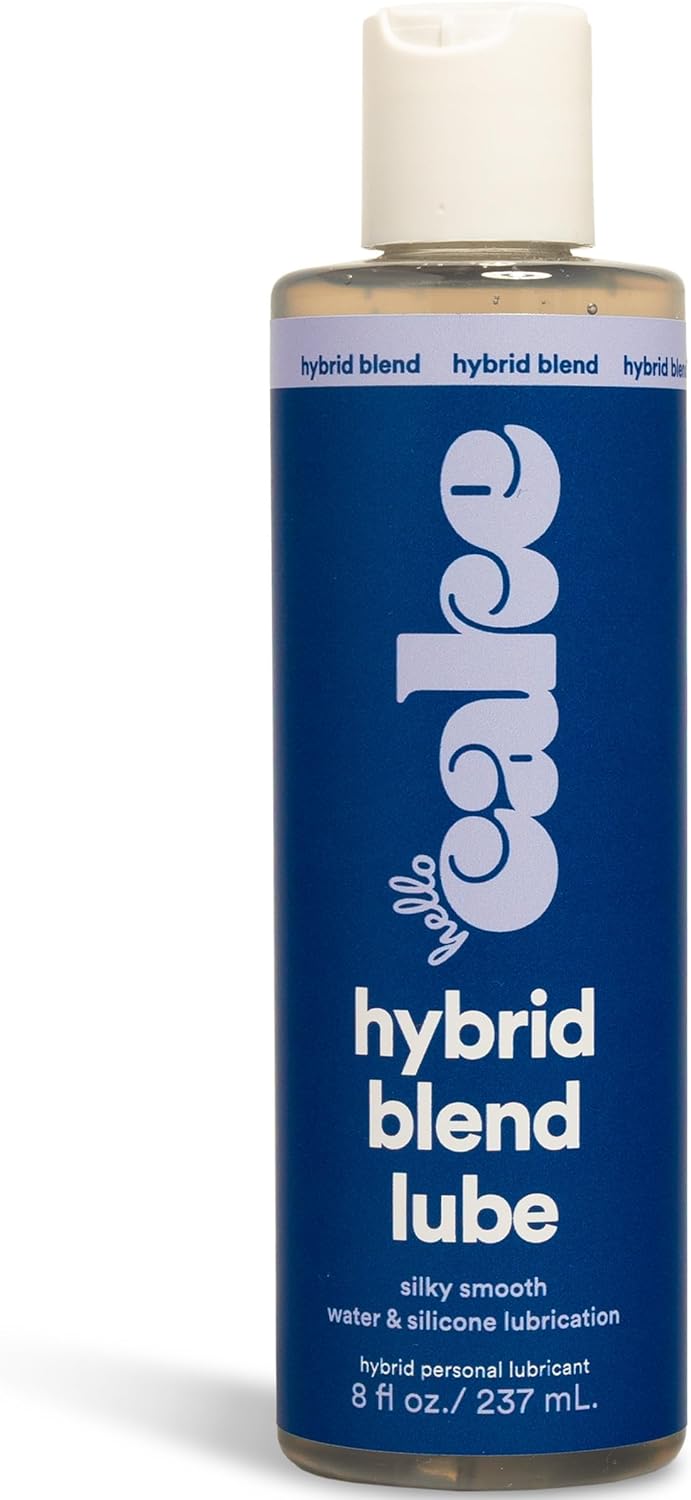Hello Cake Hybrid Lube - Silicone and Water-Based Personal Lubricant, Safe for All Toy Materials, Ultra Slippery, Long-Lasting, Non-Sticky, Condom Compatible Lube for Men, Women, and Couples, 8 fl oz