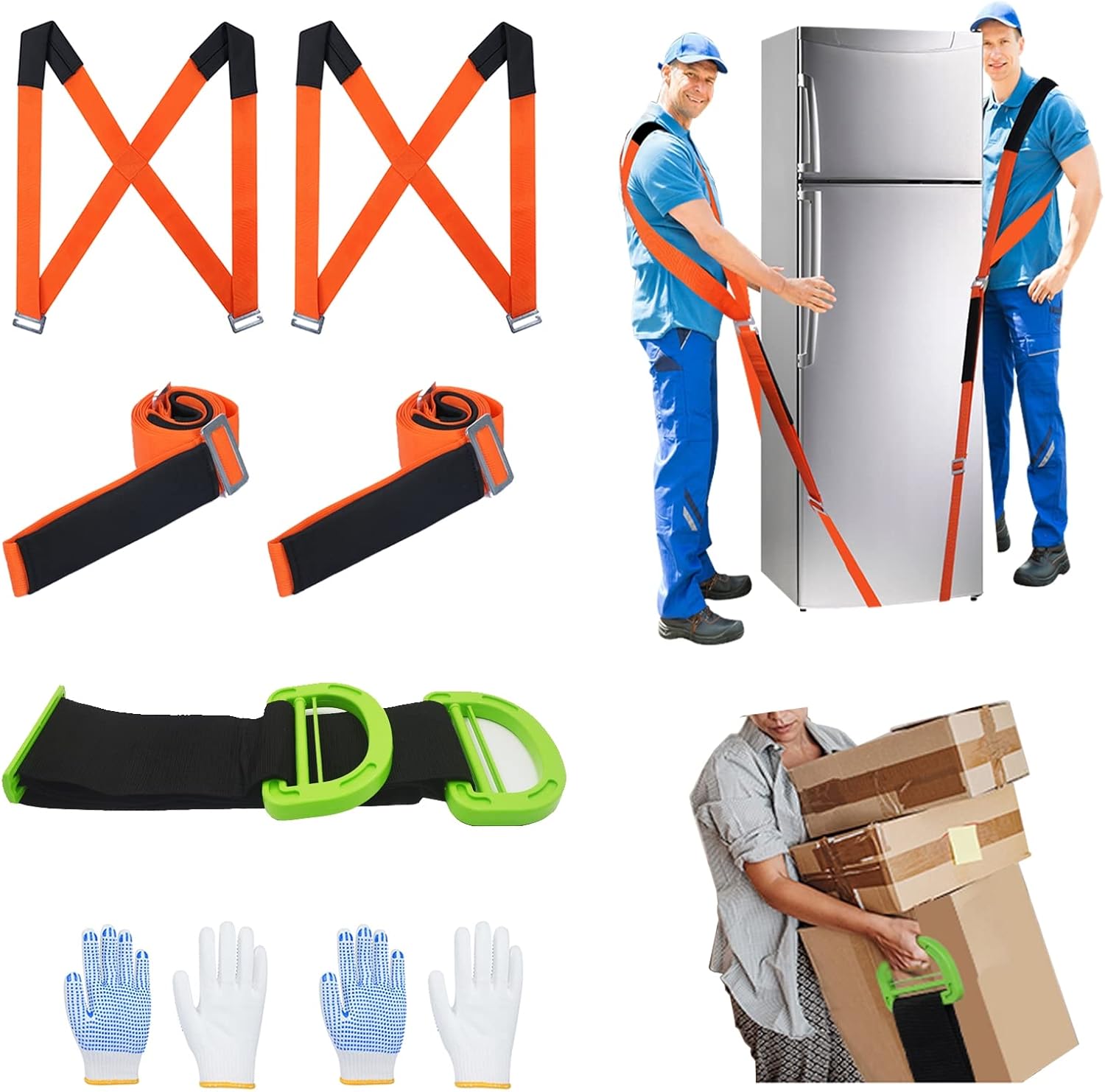 Moving Straps Lifting（Padded） one Person 2-Person Lifting and Moving System Appliance ,for Harness Moving Mattress Couch Furniture Heavy Things ,Suitable Professional Moving Body Strap Wrist Strap