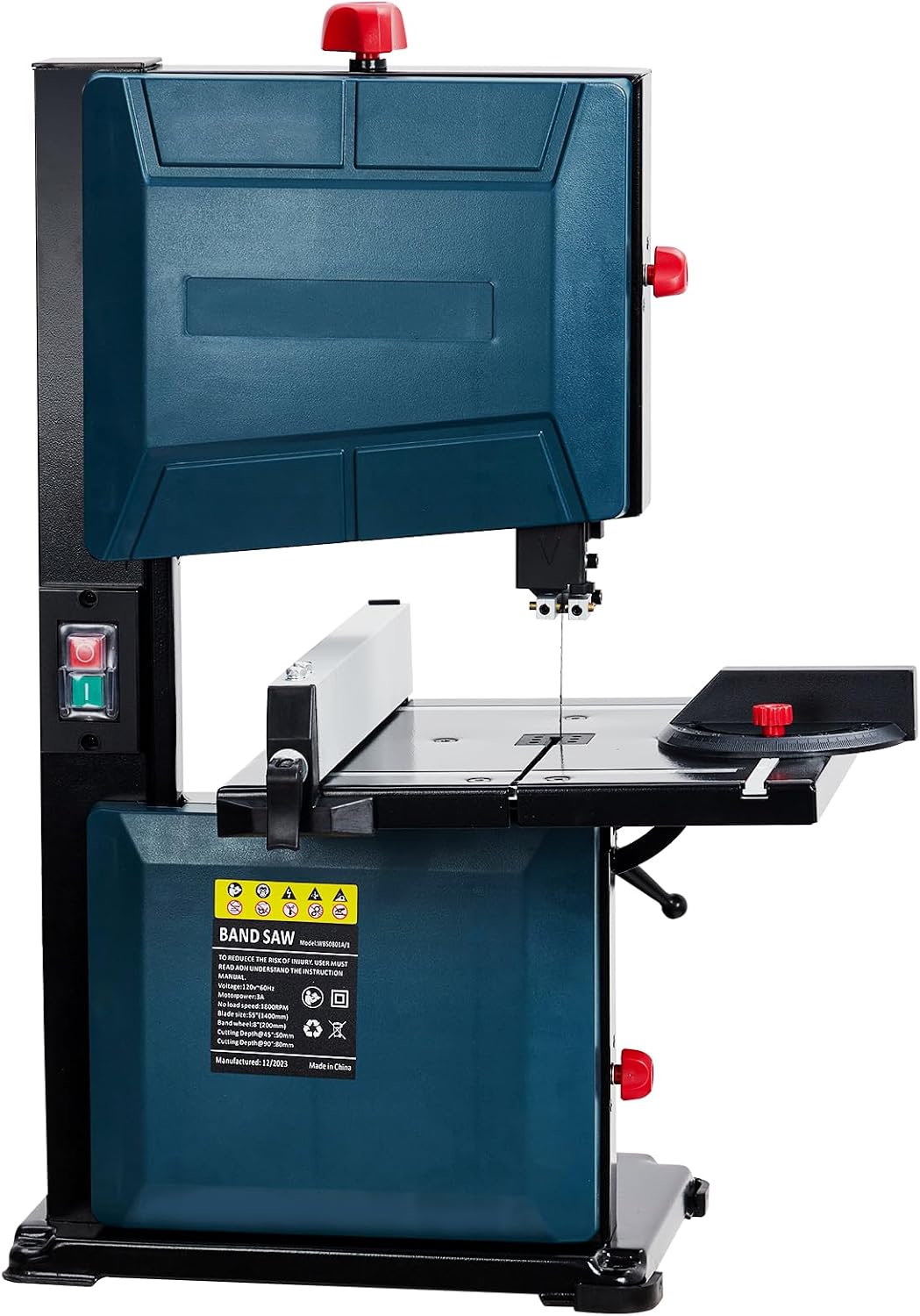 PeakPursuit 8 Inch Band Saw, 0-45 Tilting Range, 3A & 1800RPM Pure Copper Motor Bandsaw, Benchtop Band Saw with Fence and Miter Gauge, for Woodworking Aluminum