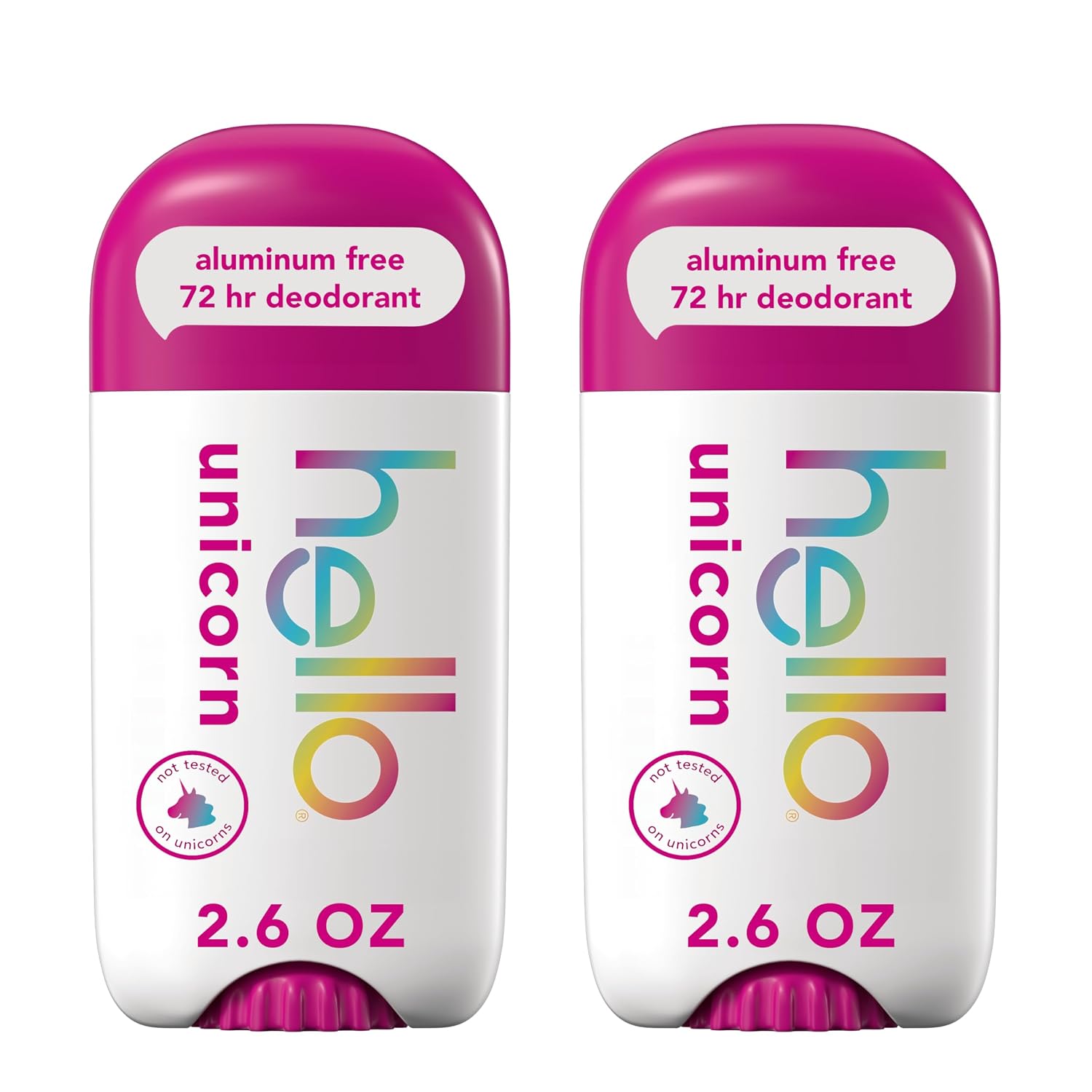 hello Unicorn Aluminum Free Deodorant for Women and Men, 2.6 oz (2 Pack)