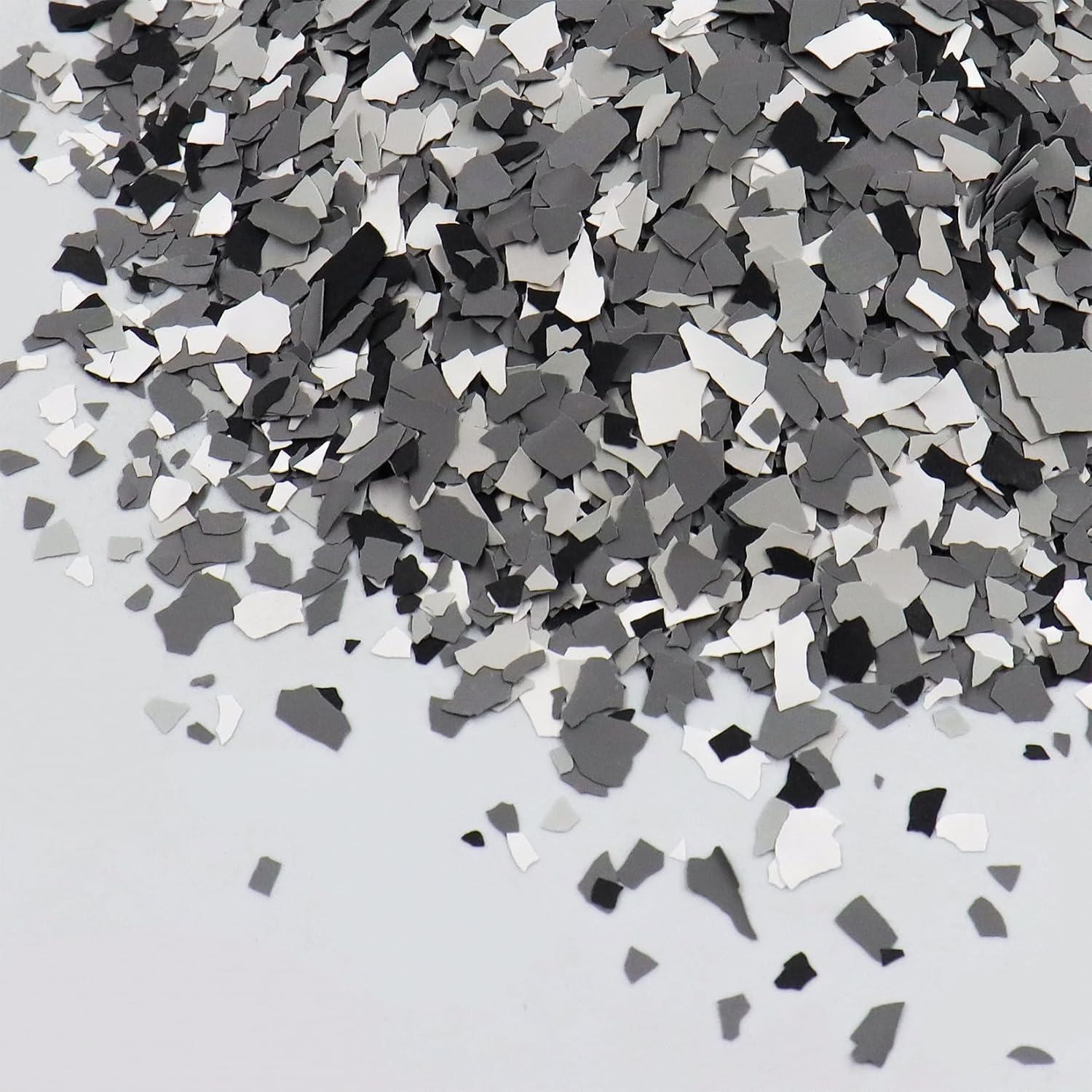900G/2Lb Decorative Color Chips Blend Epoxy Floor Flakes Garage Paint Flakes Concrete Floor Coatings Kits for Garage Wall Interior and Exterior House Paint (Black, Dark Gray, Light Gray, White)