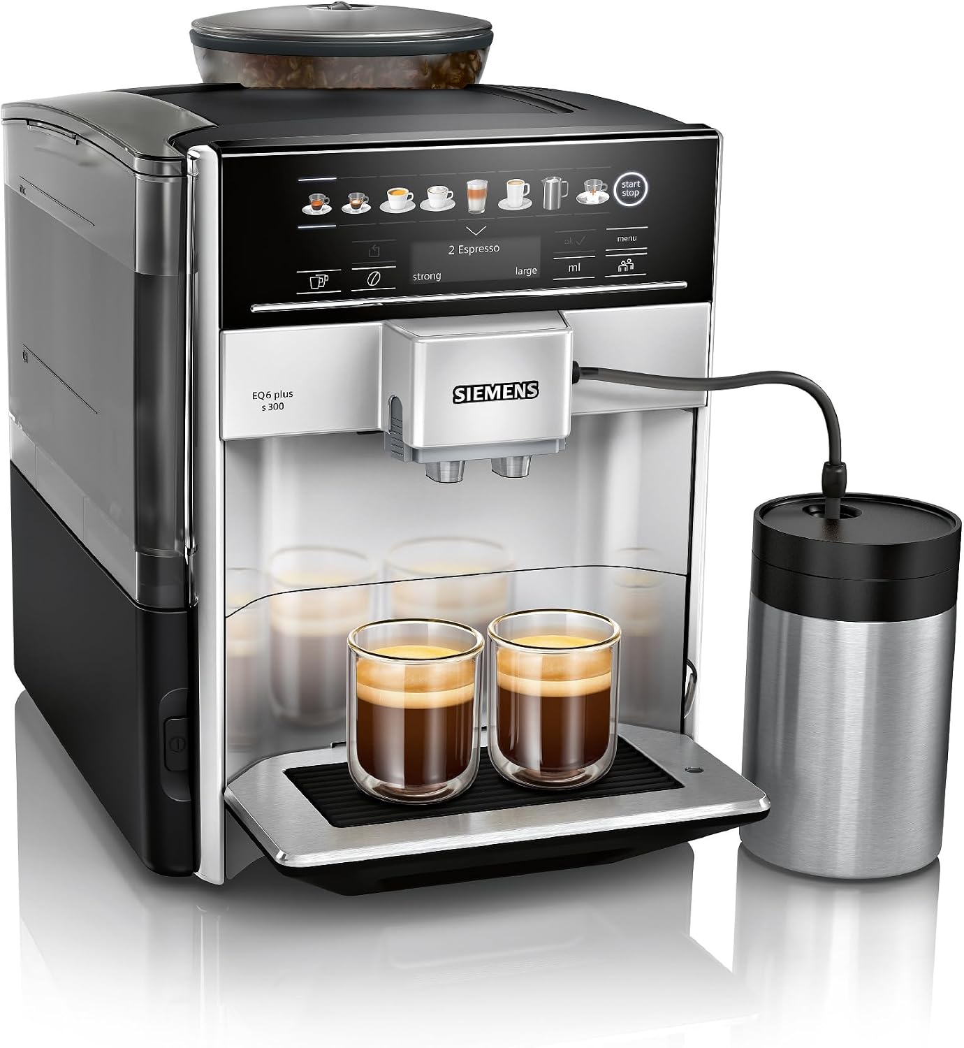 SIEMENS EQ6 plus S300 Bean to Cup Coffee Machine, TE653M11GB, Silver