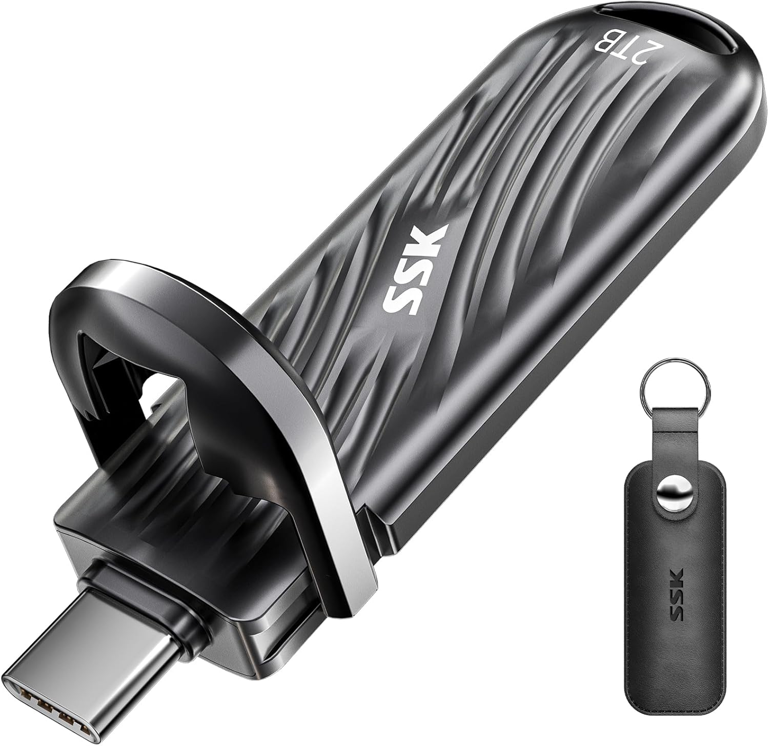 SSK 2TB External SSD USB C Drive Up to 2000MB/s, Portable SSD USB 3.2 Gen 2X2 Memory Stick, External Solid State Drives Ultra-Low Power Supports iPhone 15/16 Pro ProRes Mac/WTG/Android, Zinc Alloy