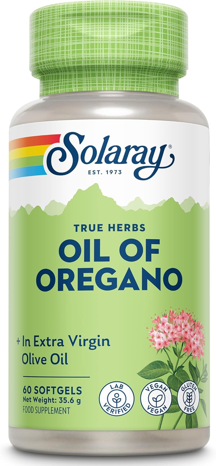 Solaray - Oregano Oil 150mg - 60 Vegan Softgel - Natural Source of Omega 3 and 6, Vitamins and Minerals - High Strength Supplement - with Extra Virgin Olive Oil for Gentle Digestion - Lab Verified
