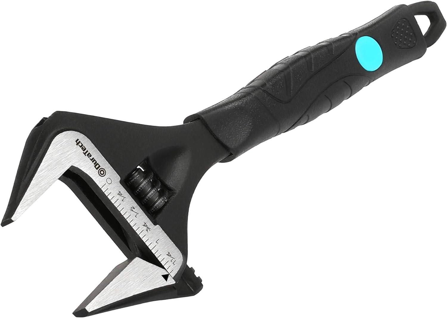 DURATECH 8-Inch/200mm Adjustable Wrench, Wide Jaw Large Opening Black Oxide Finish Plumbing Basin Wrench Hand Repair Tool, Cr-V Steel, SAE and Metric Scale Marked, Ergonomic Grip