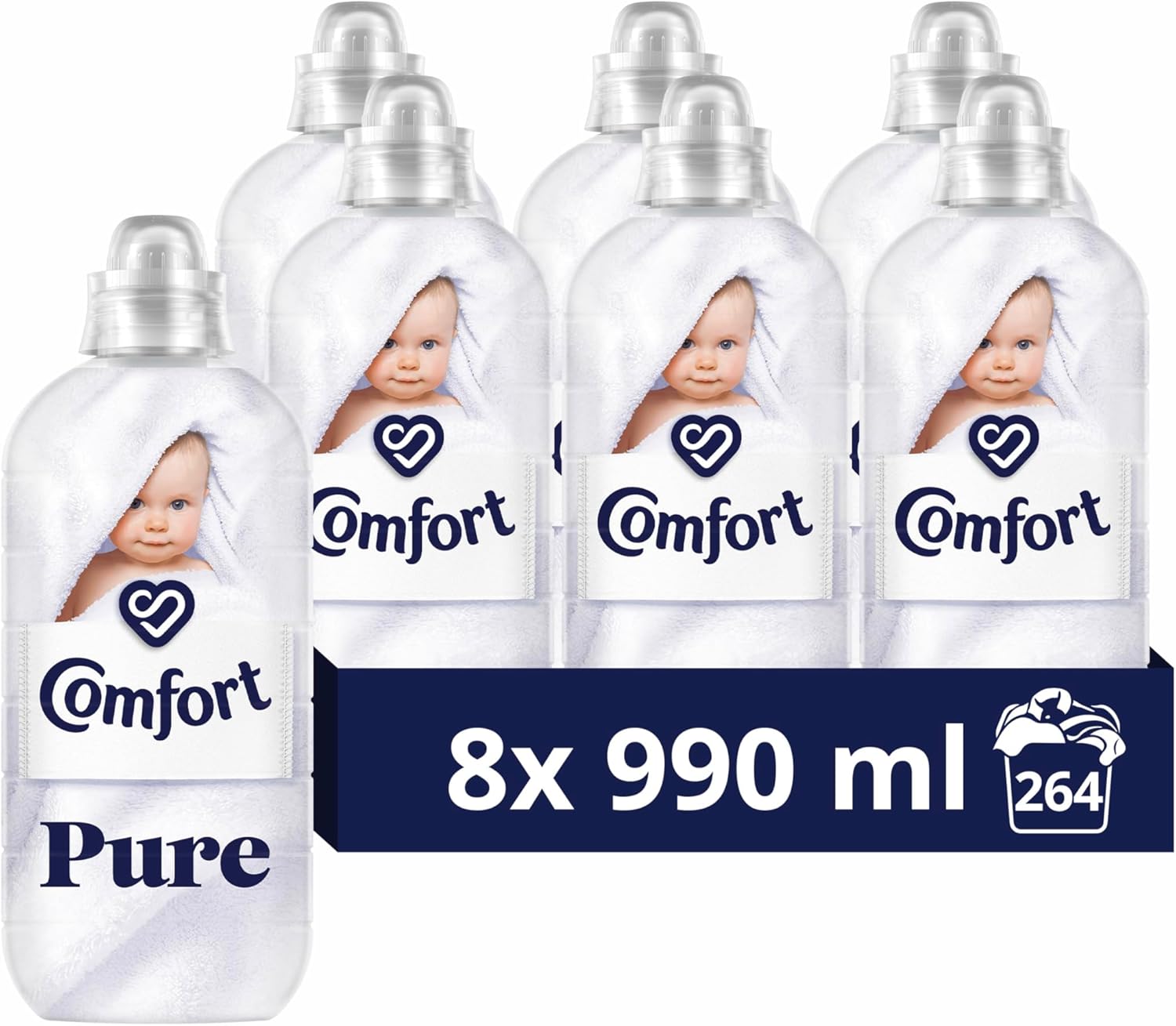Comfort Pure Fabric Conditioner dermatologically tested gentle next to sensitive skin 8x 990 ml (264 washes)