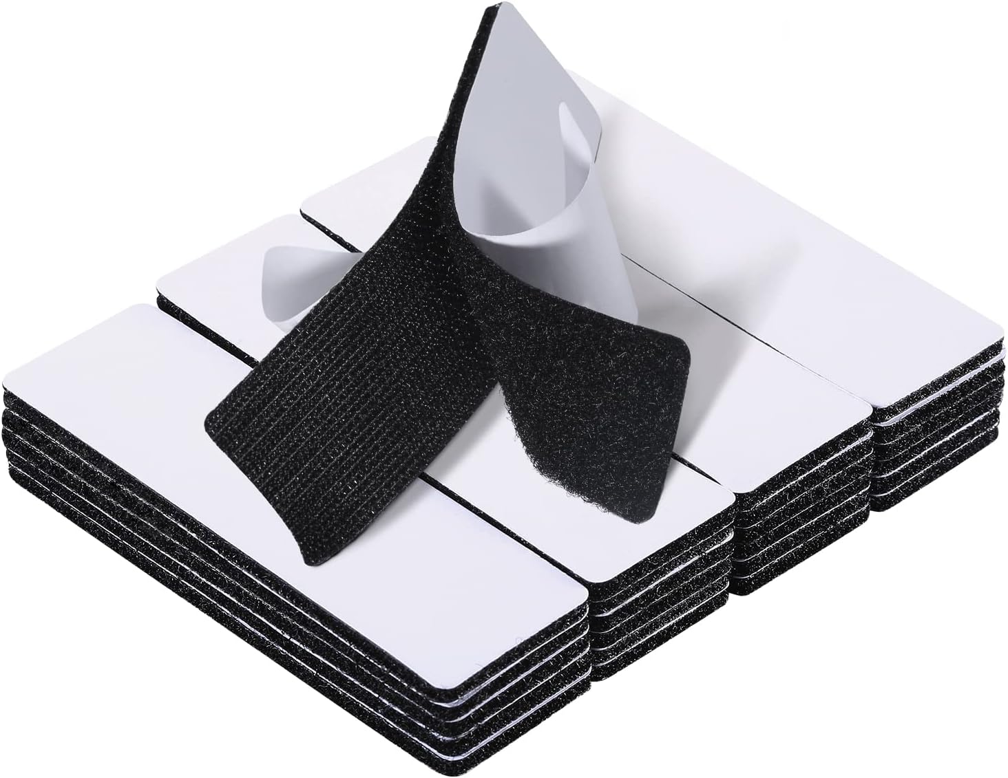 20 Sets 1x4 Inch Hook and Loop Fastener Strips with Adhesive Heavy Duty Double Sided Sticky Picture Hanging Wall Mounting Tape for Home and Office Use, Black