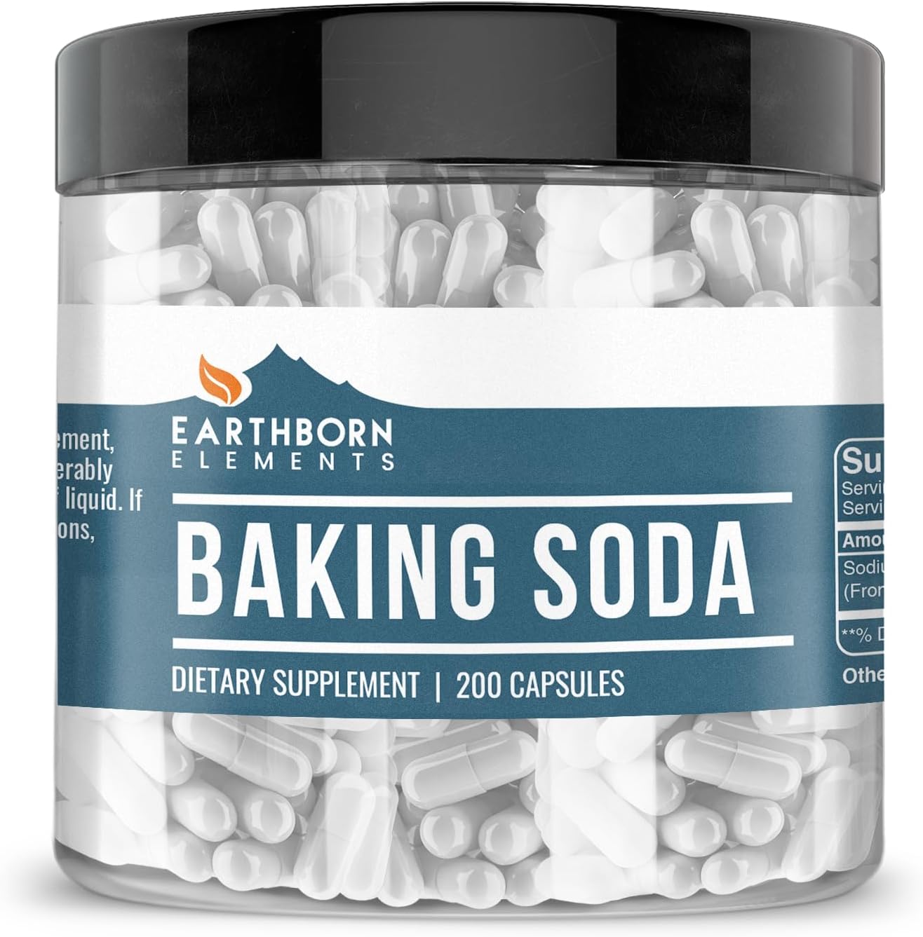 Earthborn Elements Baking Soda Capsules, 200 Capsules, Sodium Bicarbonate