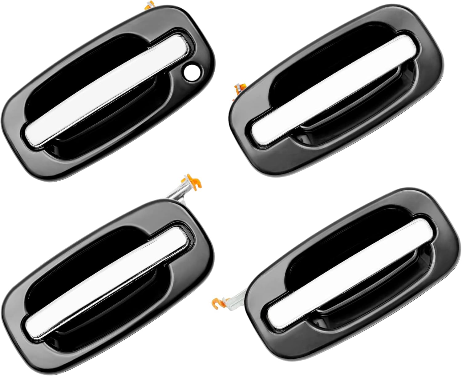 Exterior Door Handles Set, Compatible with 1999-2007 Chevy Silverado Suburban Tahoe Avalanche, GMC Sierra Yukon, Cadillac Escalade, Chrome Lever, Front & Rear & Left & Right Side | 15034985, 15182406