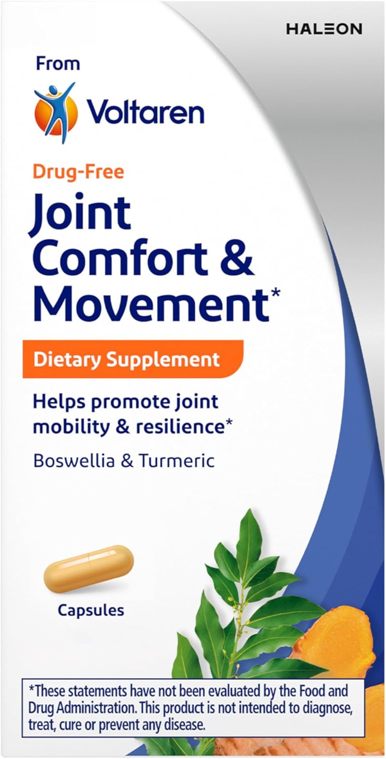 Joint Comfort and Movement Dietary Supplement from Voltaren, with Boswellia and Turmeric for Joint Support, Movement and Flexibility – 30 Count Bottle