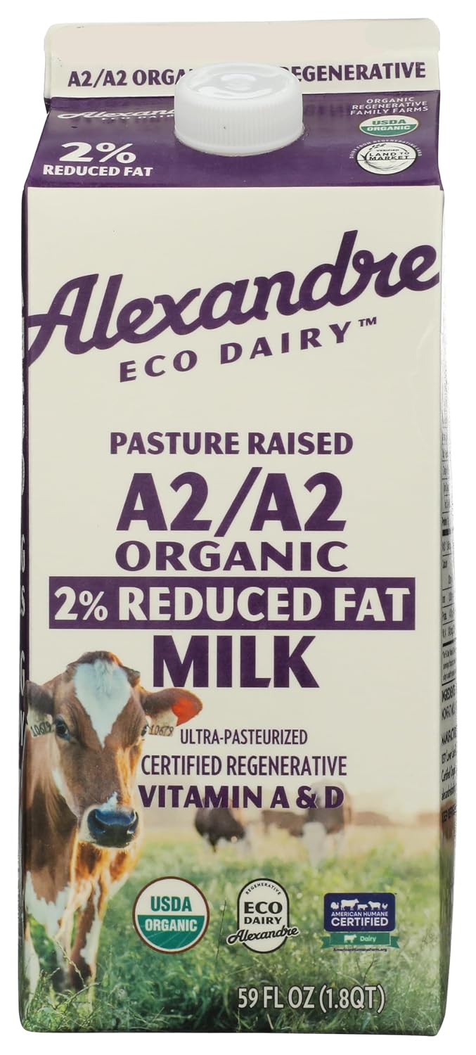 Alexandre Family Farms Organic Regenerative UHT A2 2% Reduced Fat Milk, 59 FZ