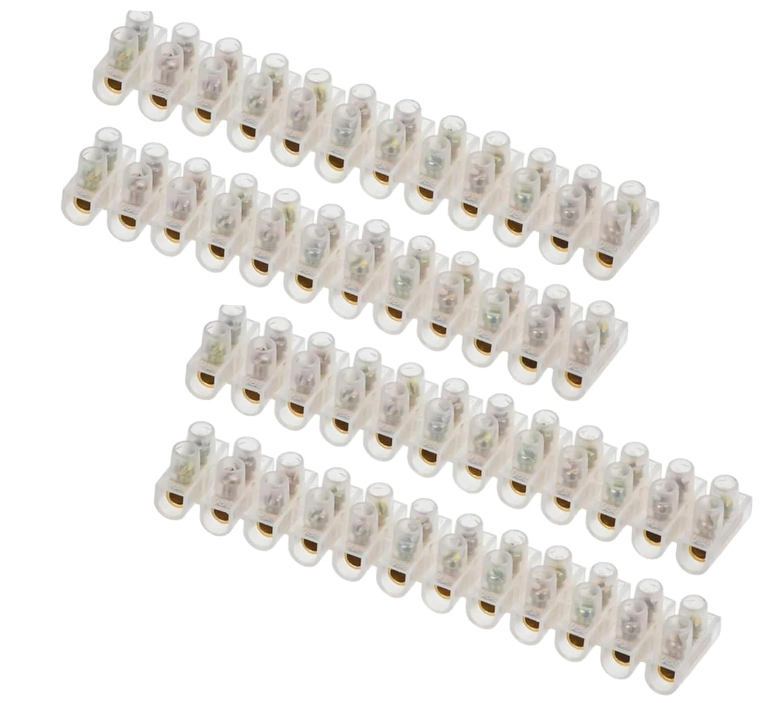 4 Pack 3 Amp 12 Way Choc Block Terminal Connectors, White Screw Terminal Block Strip with Easy Fixing Holes, Electrical Wiring Connector for Cables and Wires
