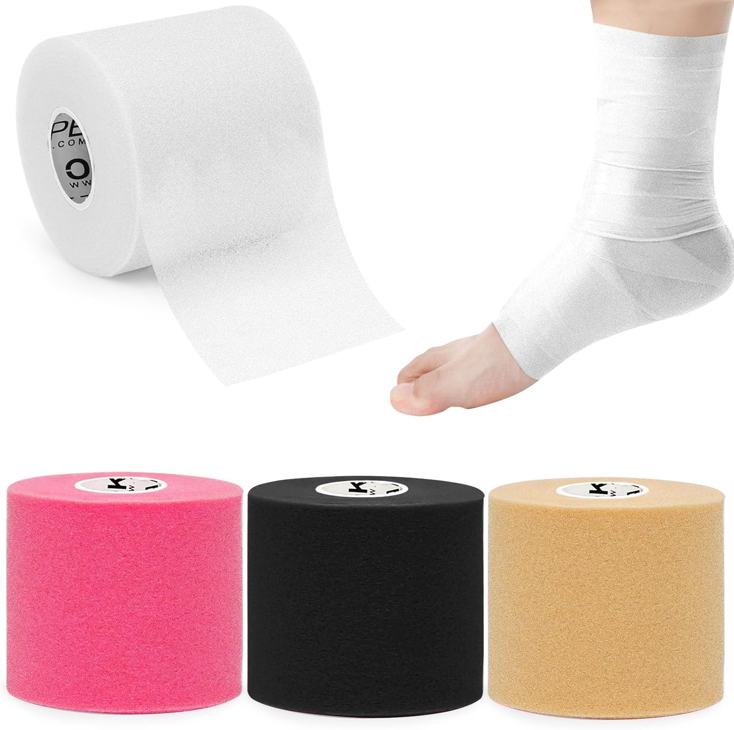 OK TAPE Pre Wrap Tape 4-Rolls 120 Yds Athletic Foam Underwrap for Sports