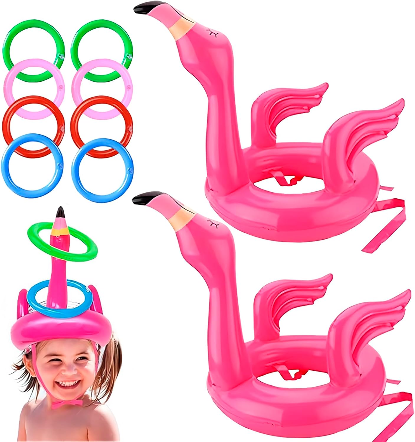 Flamingo Ring Toss Games for Kids Party,Inflatable Flamingo Ring Toss with 8 Rings Toss Toys,Inflatable Throwing Rings Party Toss Games for Kid,Adults Family Indoor Outdoor Garden Parties Fun Game