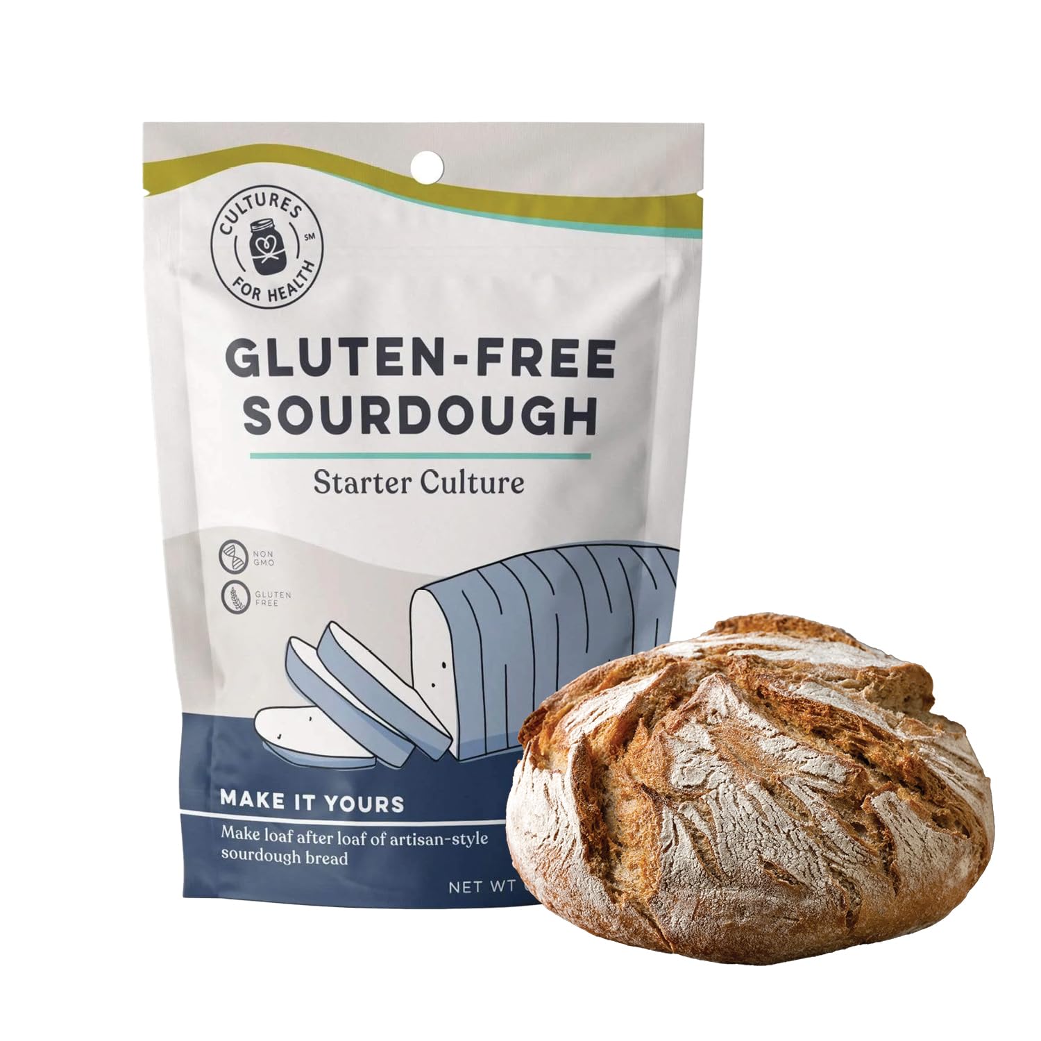 Cultures for Health Gluten Free Sourdough Starter | Heirloom Dehydrated Culture for Baking Gluten Free Bread | DIY Pasta, Pizza Dough, Pie Crust, & More | Non-GMO Prebiotic Sourdough Bread