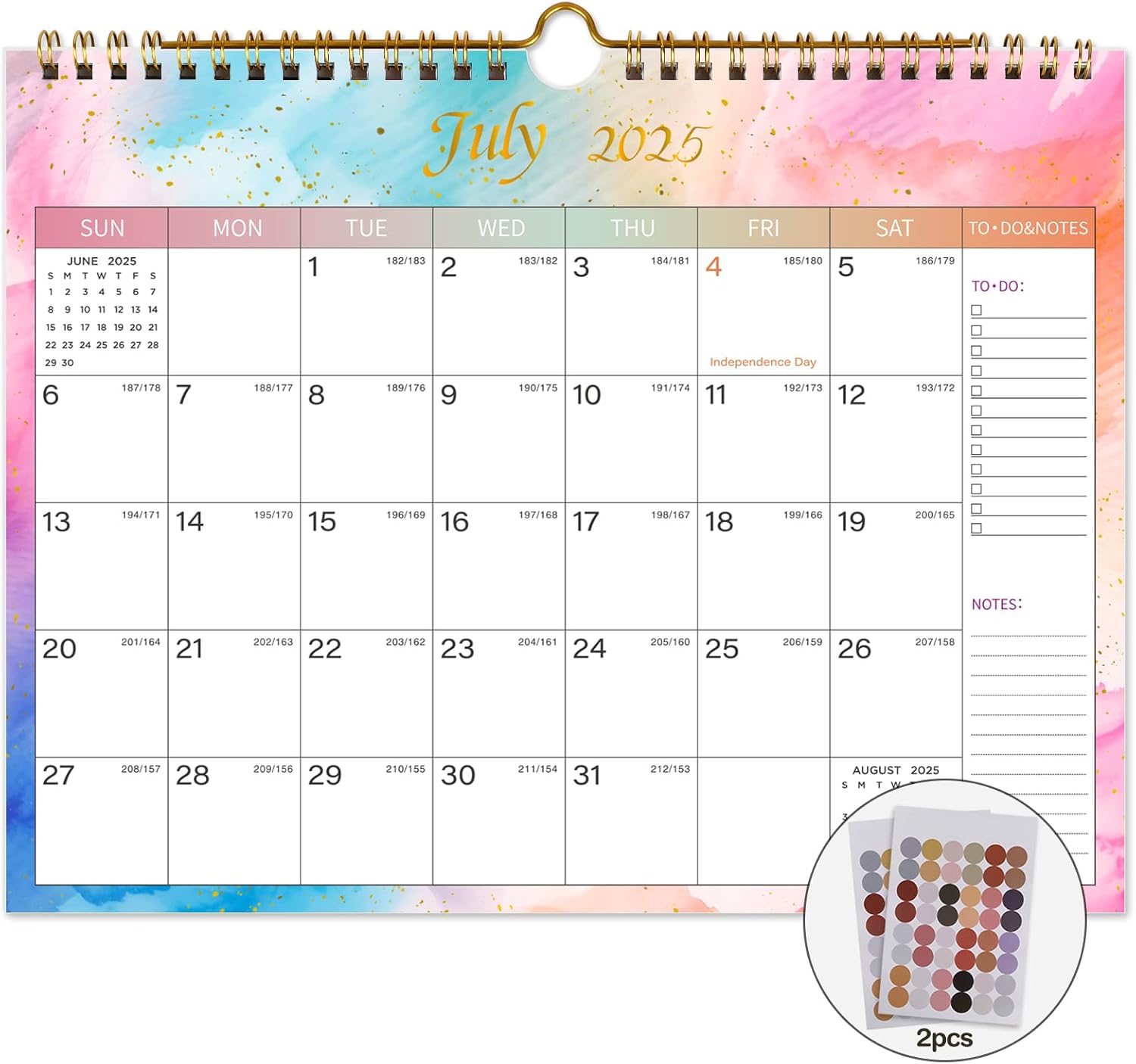 Lbylyhxc Calendar 2025-2026 - Includes July 2025 to December 2026 -18 Monthly Wall Calendar 2026, 11 x 8.5 Inches.Thick Paper with Julian Dates and Block for New Year and Christmas Presents (Wall Calendar 2025-2026 Colorful)