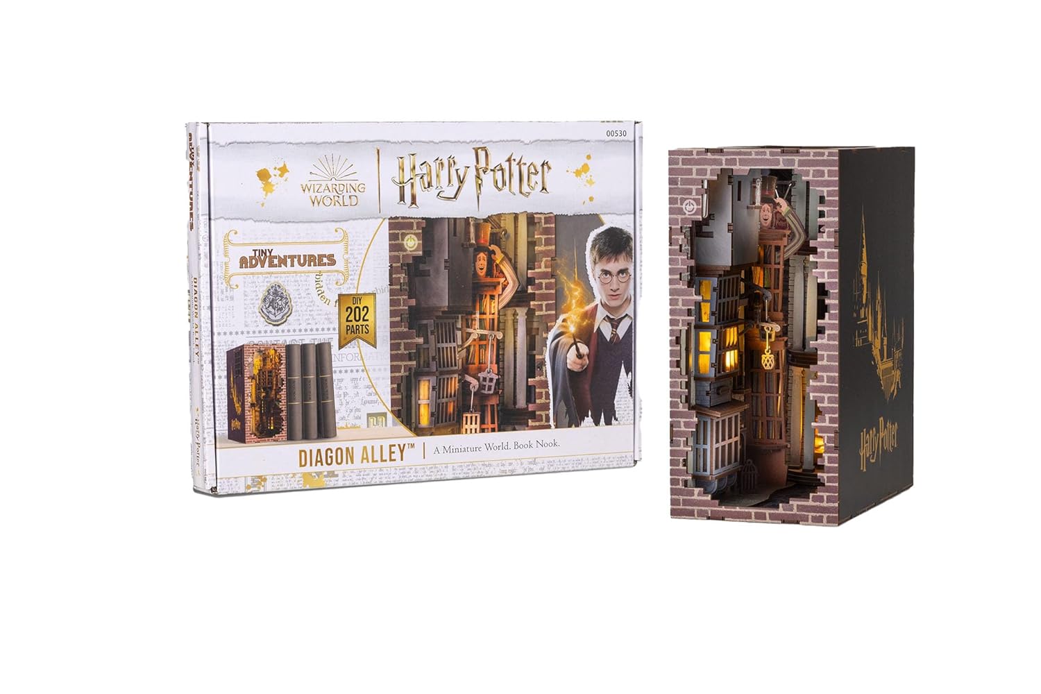 Revell Model Kit Tiny Adventures I Diagon Alley Harry Potter I 3D Miniature House I Book Nook Wooden Bookend I Birth Gift for Fans I Bookend Harry Potter