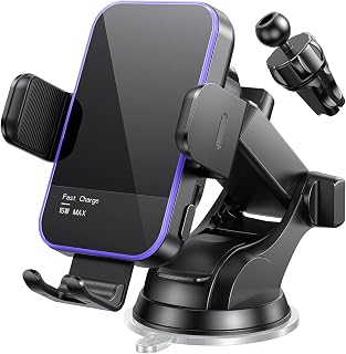 Wireless Car Charger,【7 Colored RGB Backlit】Mosurr 15W Auto Clamping Phone holders for your car fit for iPhone 16 15 14 13 12 Mini Pro Max 11 XR XS, Samsung Galaxy S24 Ultra S23 S22 S21+ Note 20, etc