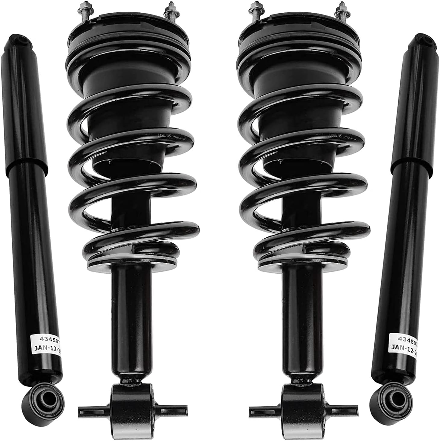 Detroit Axle - Struts Shocks for 2007-2013 GMC Chevy Silverado Sierra 1500 [Exc. Electronic Susp] 2 Front Struts with Coil Spring 2 Rear Shock Absorbers 2008 2009 2010 2011 2012 Replacement Suspension